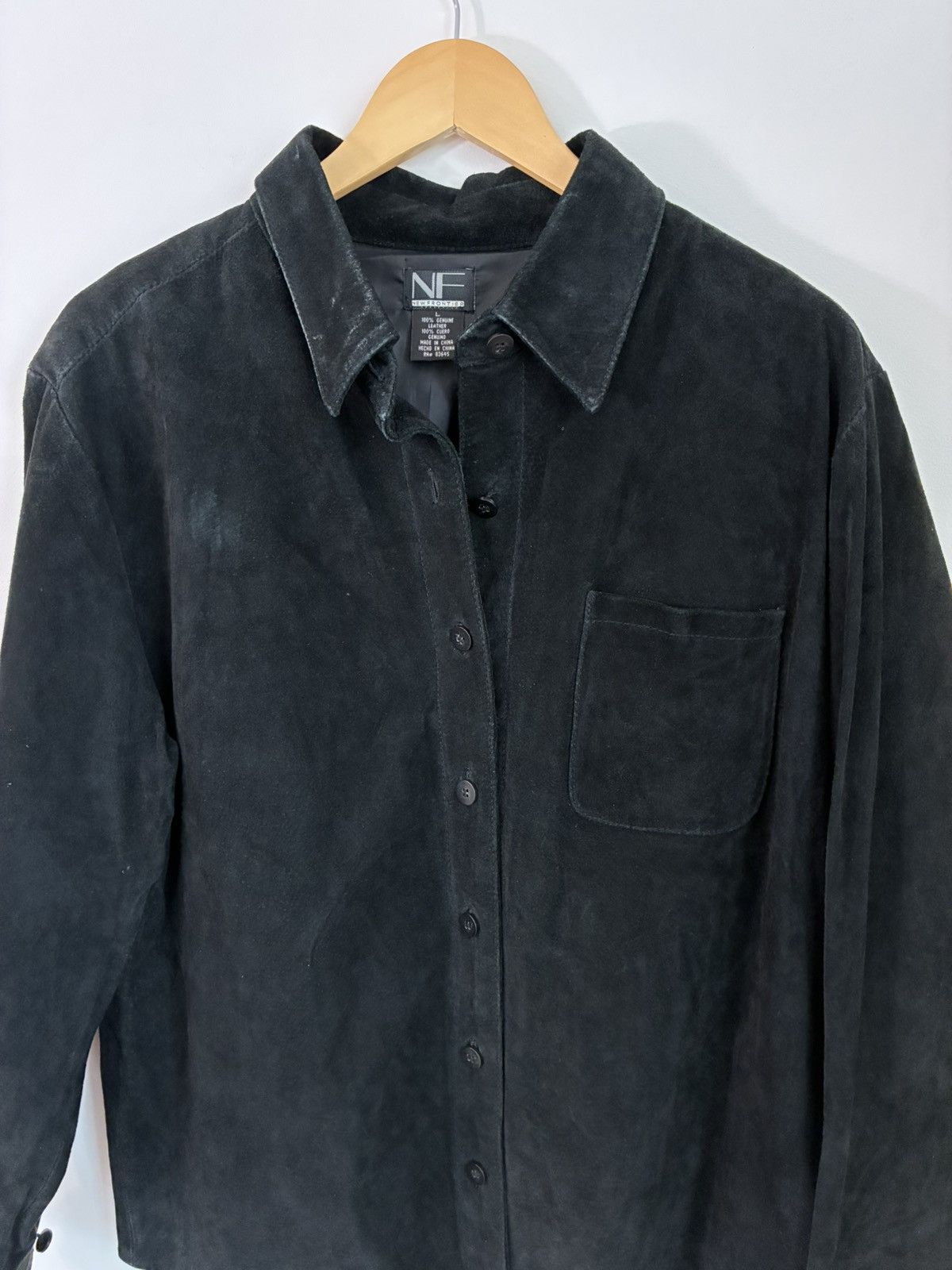 Vintage Vintage Black SUEDE Faded Leather Button Down Shirt Size US L / EU 52-54 / 3 - 2 Thumbnail