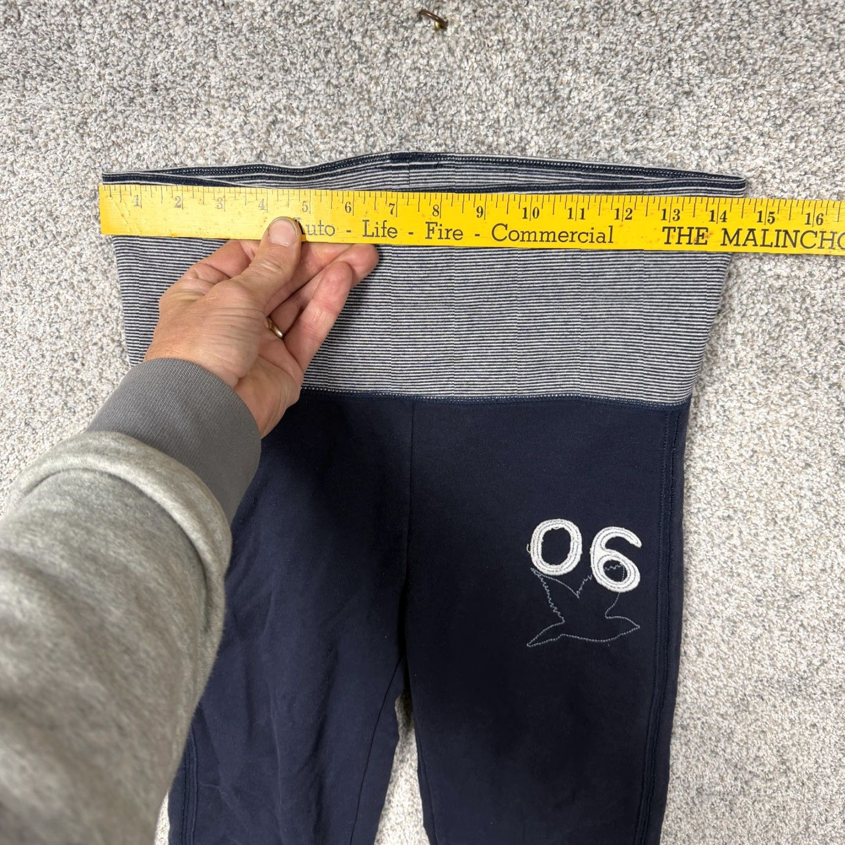 Vintage Aerie Blue Pants S Women Foldover Yoga Lounge Crop Sweatpants 06 Logo Y2K Retro Sporty Size 28" / US 6 / IT 42 - 3 Thumbnail