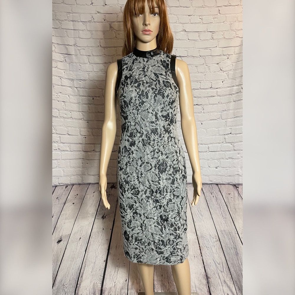 Other New G.I.L.I Lace Sleeveless Faux Leather Trim Sheath Dress Size XS / US 0-2 / IT 36-38 - 1 Thumbnail