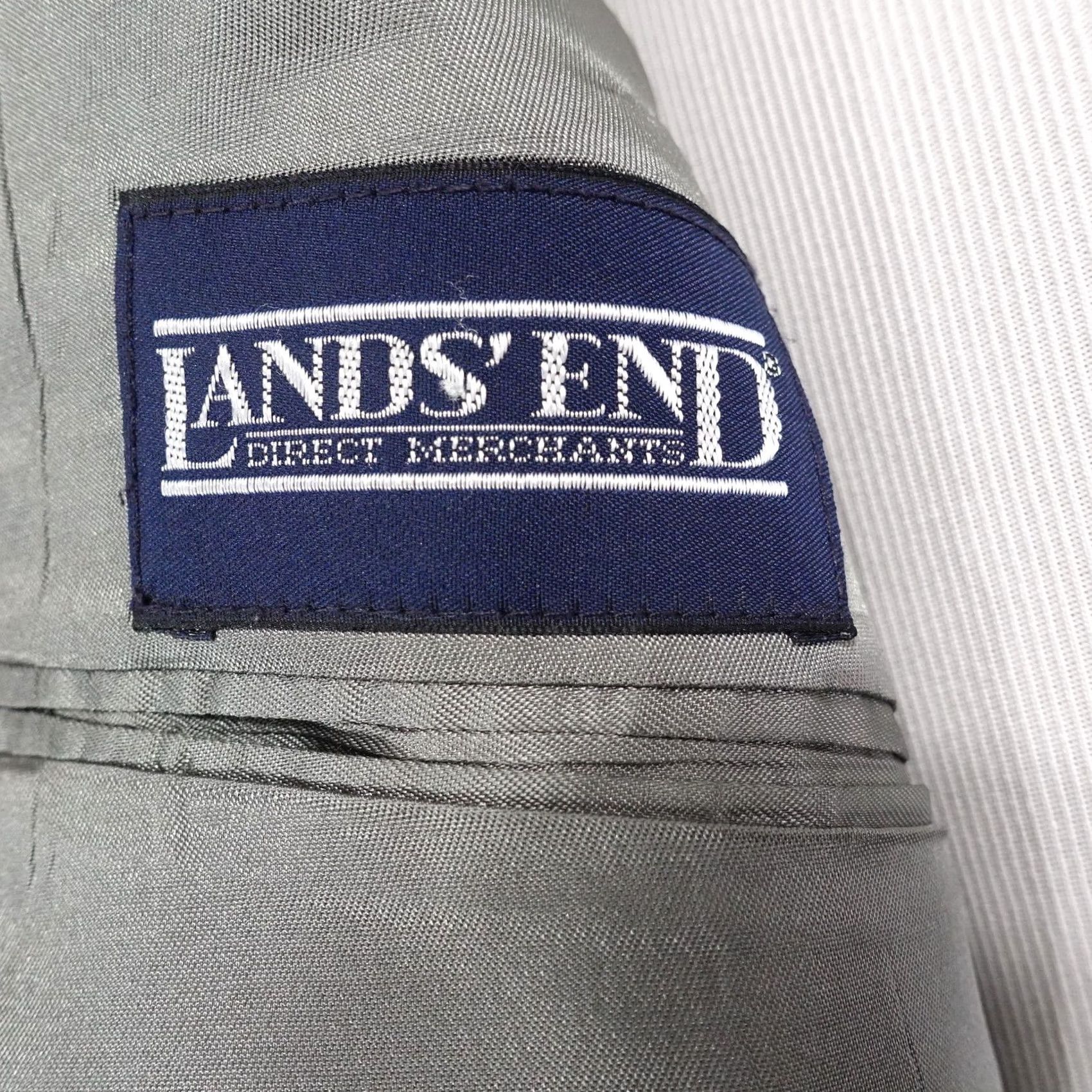 Lands' End VINTAGE Lands' End Jacket Mens 46 Blue Sport Coat 46L Wool Herringbone Tweed USA Size US S / EU 44-46 / 1 - 7 Thumbnail