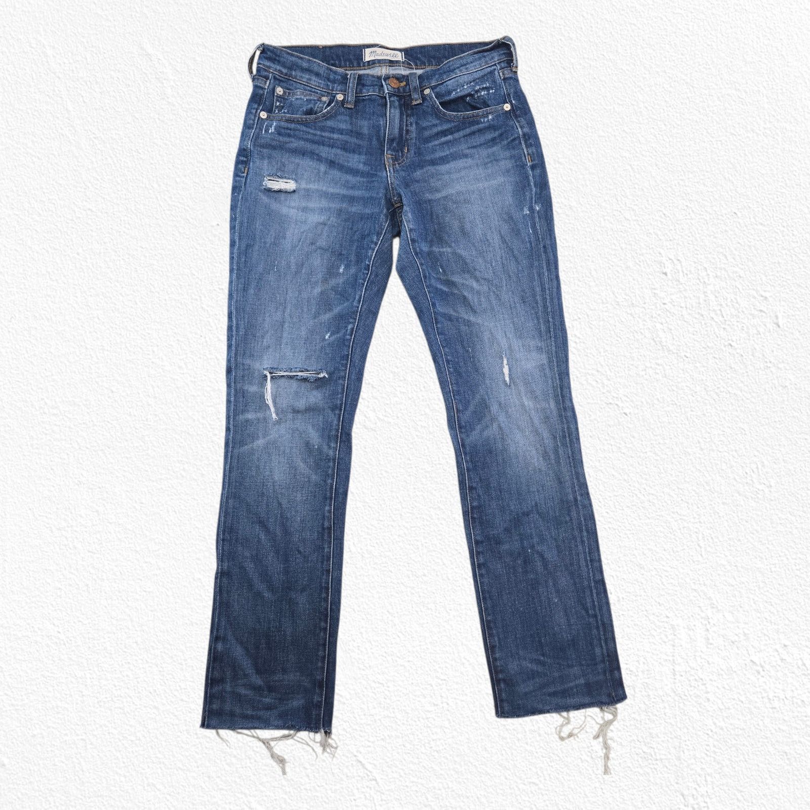 Madewell Madewell Slim Boyjean Raw Hem Distressed Jeans Size 25 Size 25" / US 0 / IT 36 - 2 Thumbnail