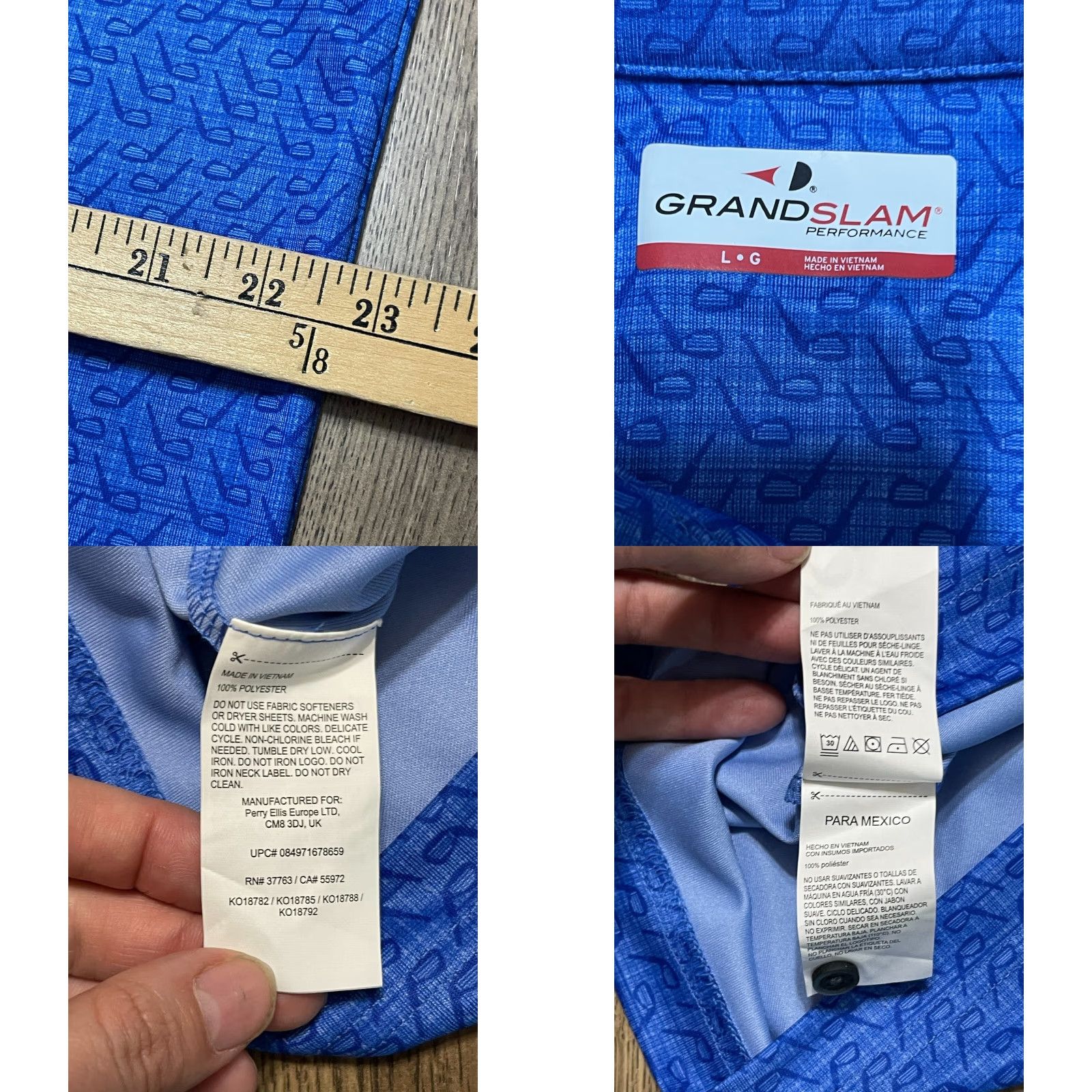 Vintage Grand Slam Shirt Men’s Large Blue Polo Short Sleeve Size US L / EU 52-54 / 3 - 8 Thumbnail