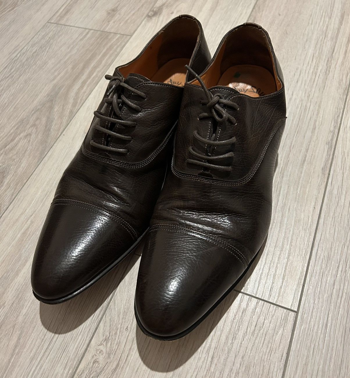 Santoni Santoni classic brown leather oxford formal shoes Size US 12 / EU 45 - 1 Thumbnail
