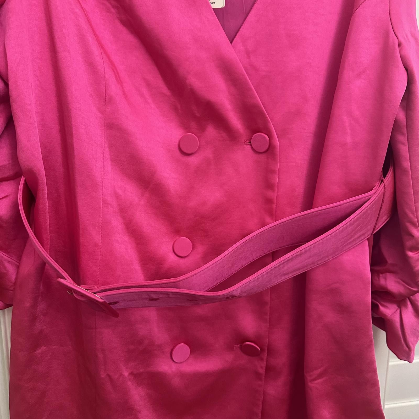 Designer Skies Are Blue Pink Satin Double-Breasted dress blazer Size XL / US 12-14 / IT 48-50 - 2 Thumbnail