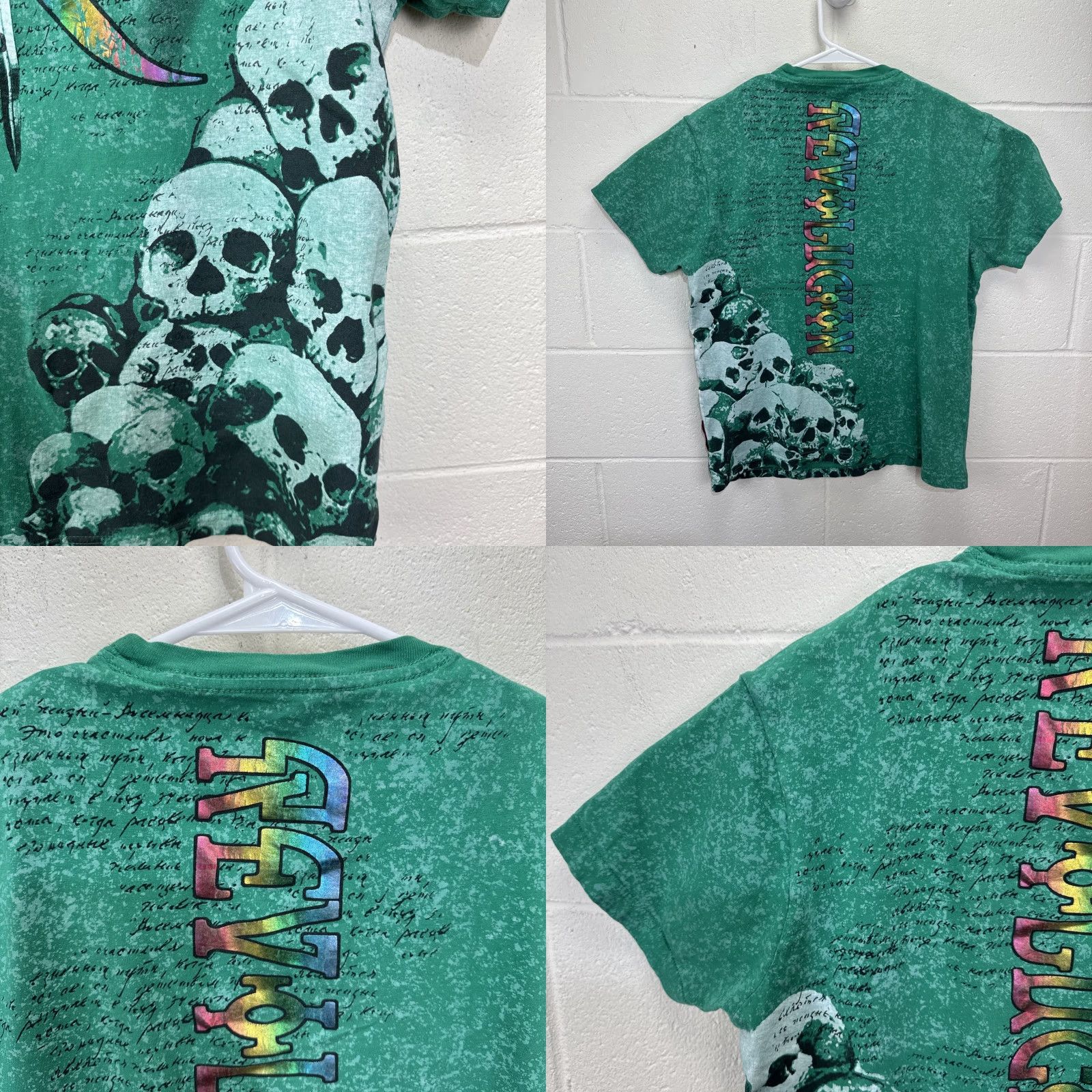Vintage VINTAGE Revolution Men's T-Shirt Large Green Punk Skull Graphic 2000s Retro Grunge 90s Casual Size US L / EU 52-54 / 3 - 8 Thumbnail