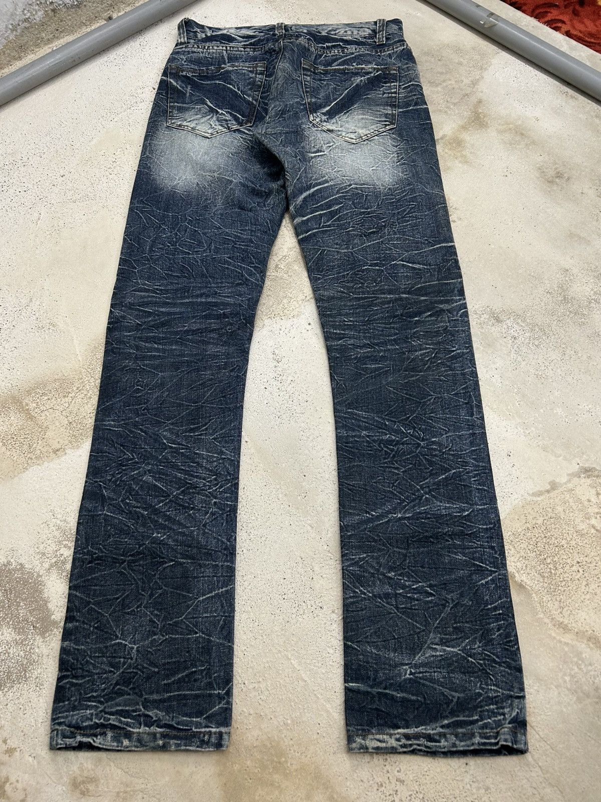 Tornado Mart Lowbox Whiskered Distressed Straight Leg Denim Fade Wash Size US 31 - 2 Thumbnail