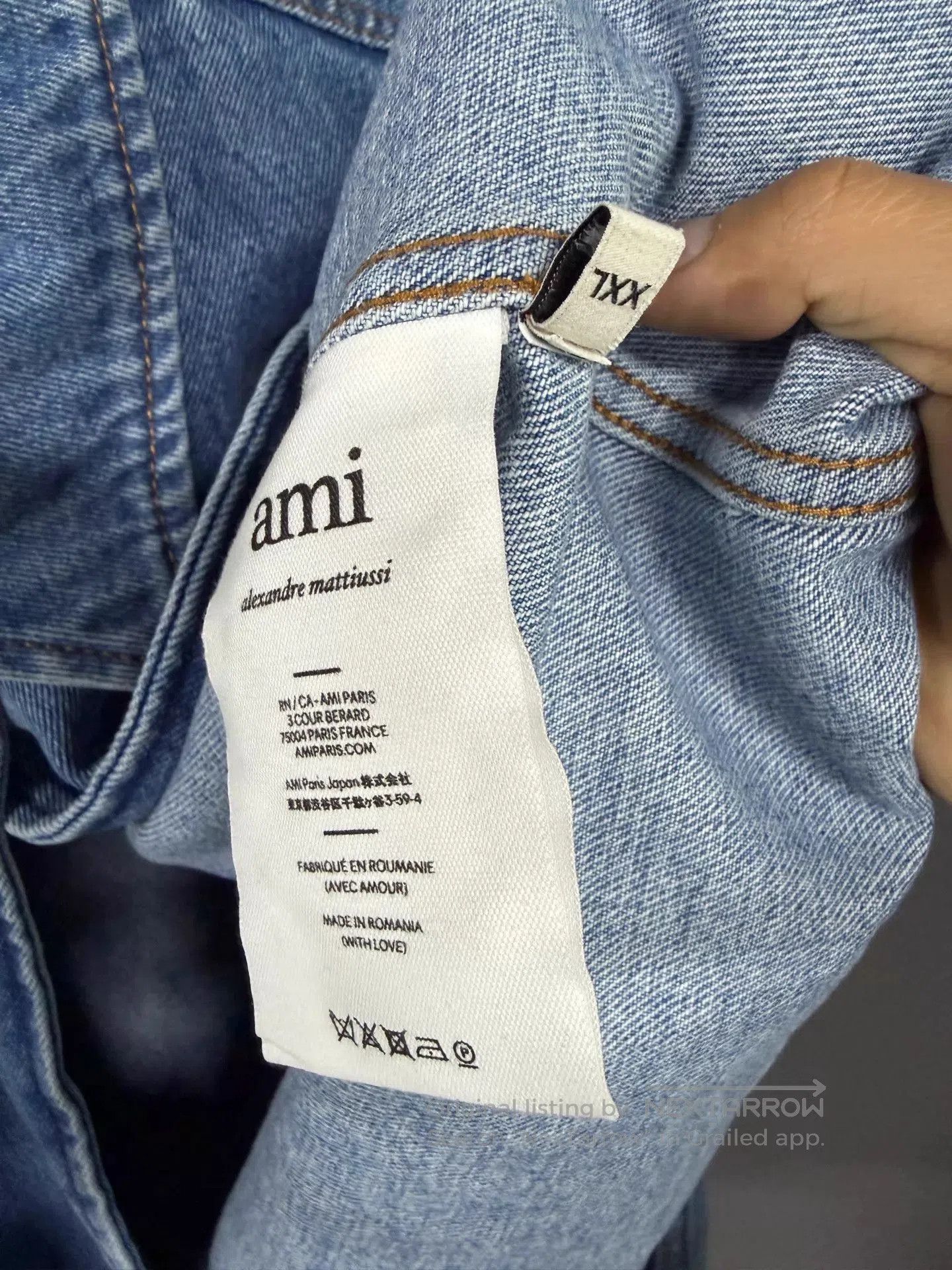 AMI Blue Denim Jacket with Heart Embroidery - XXL. Size US XXL / EU 58 / 5 - 5 Thumbnail