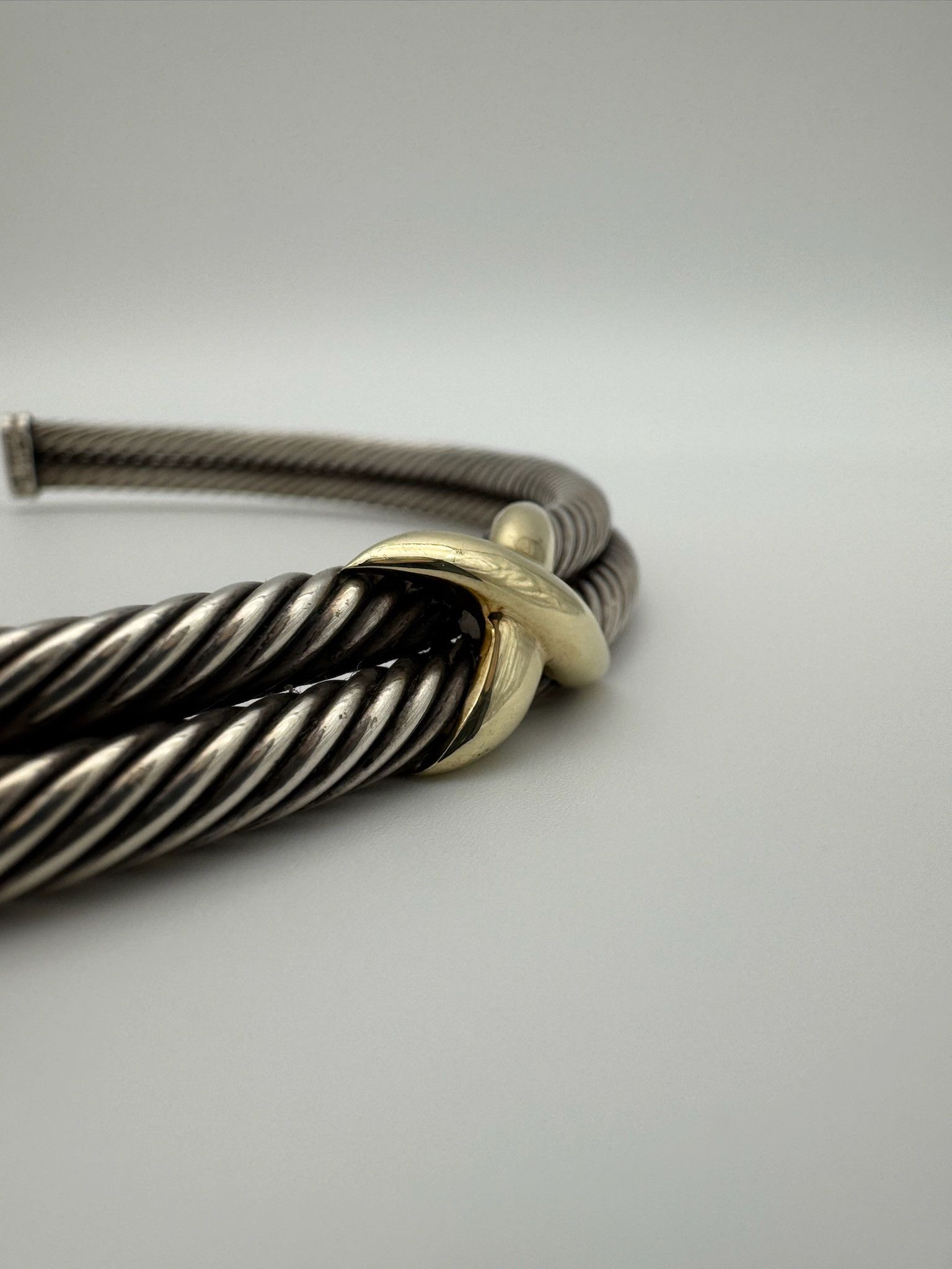 David Yurman David Yurman "X" Cable Collar Silver/14K Gold Necklace Size ONE SIZE - 2 Thumbnail