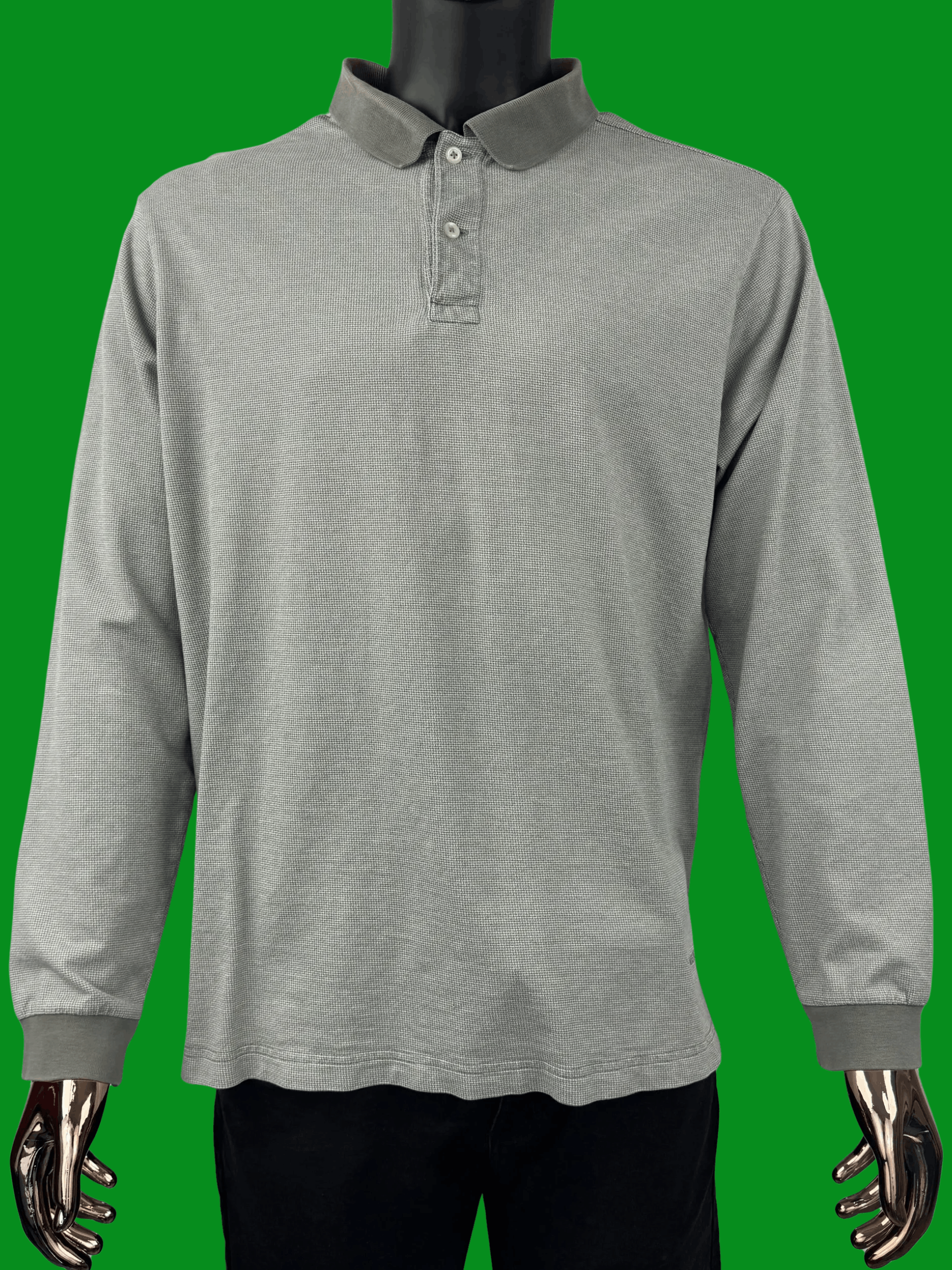 Daniel Cremieux VTG Daniel Cremieux Textured Knit Long Sleeve Polo Dove Grey Size US XL / EU 56 / 4 - 3 Thumbnail