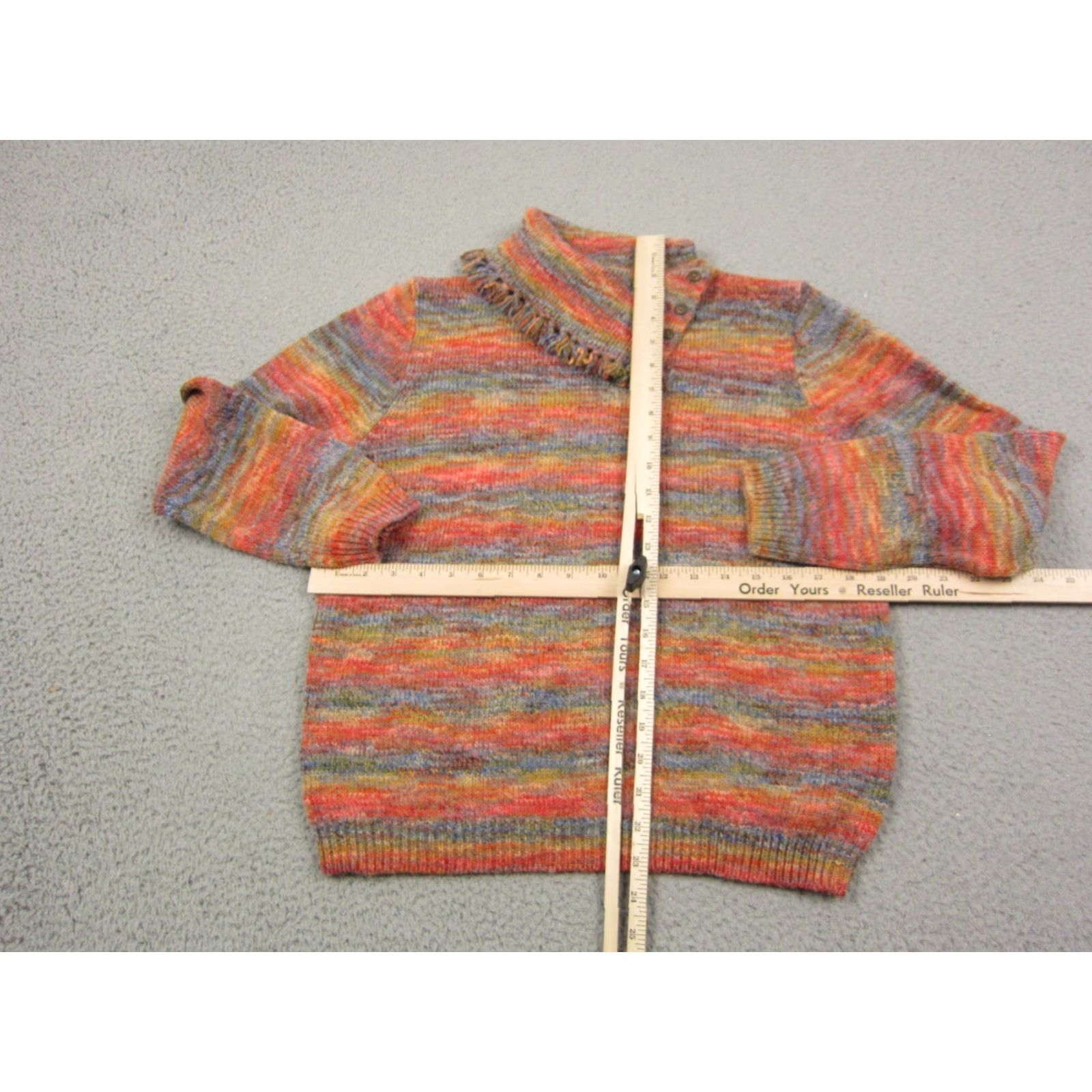Vintage VINTAGE Alfred Dunner Sweater Women PL Orange Striped Wool Acrylic Mock Neck Long Sleeve Pullover Knit Casual 90s Womens Size L / US 10 / IT 46 - 7 Thumbnail
