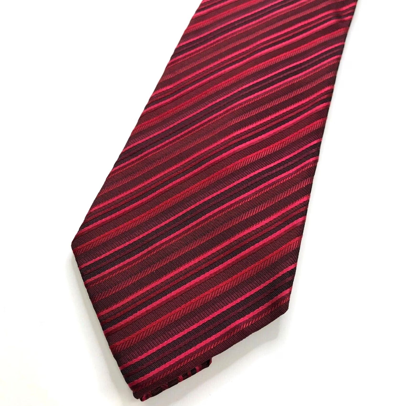 Liz Claiborne VINTAGE Claiborne Tie Mens 100% Silk Red Striped 3.5" / 57 In Adult Size ONE SIZE - 2 Thumbnail