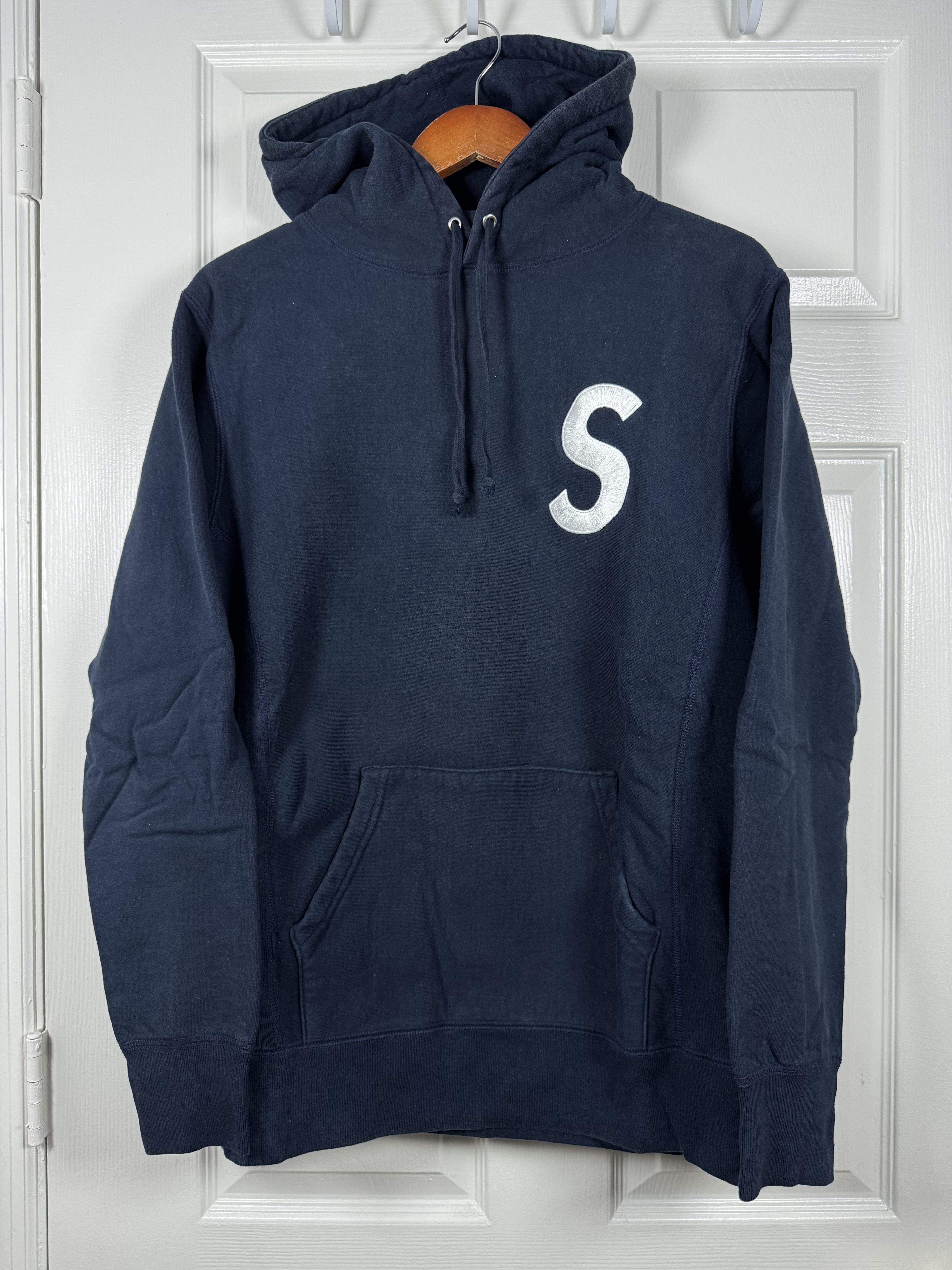 Supreme S Logo Hooded Sweatshirt Navy Blue Medium Size US M / EU 48-50 / 2 - 1 Thumbnail