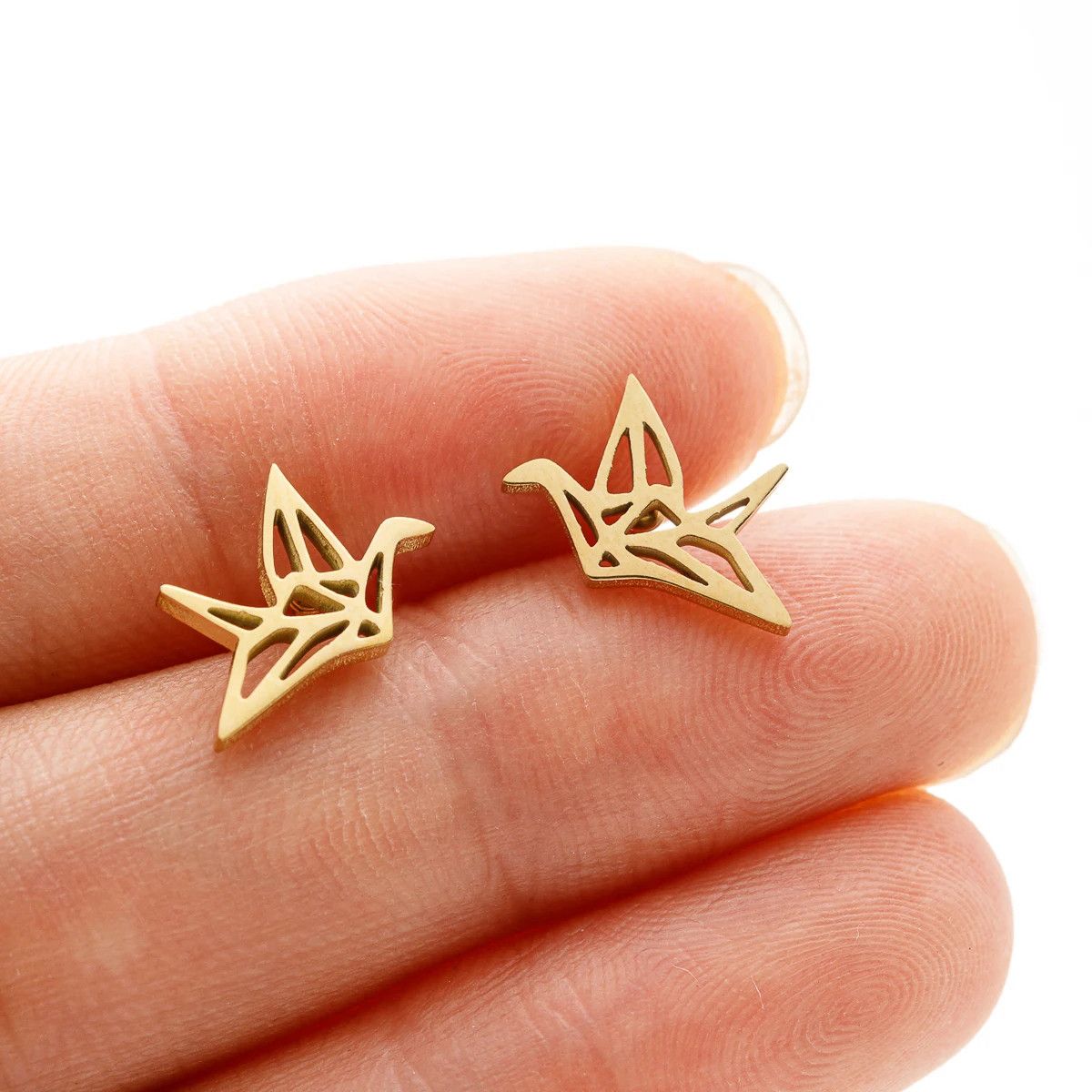 Jewelry Origami Bird Stud Earrings Charm Earring Gift Size ONE SIZE - 1 Thumbnail