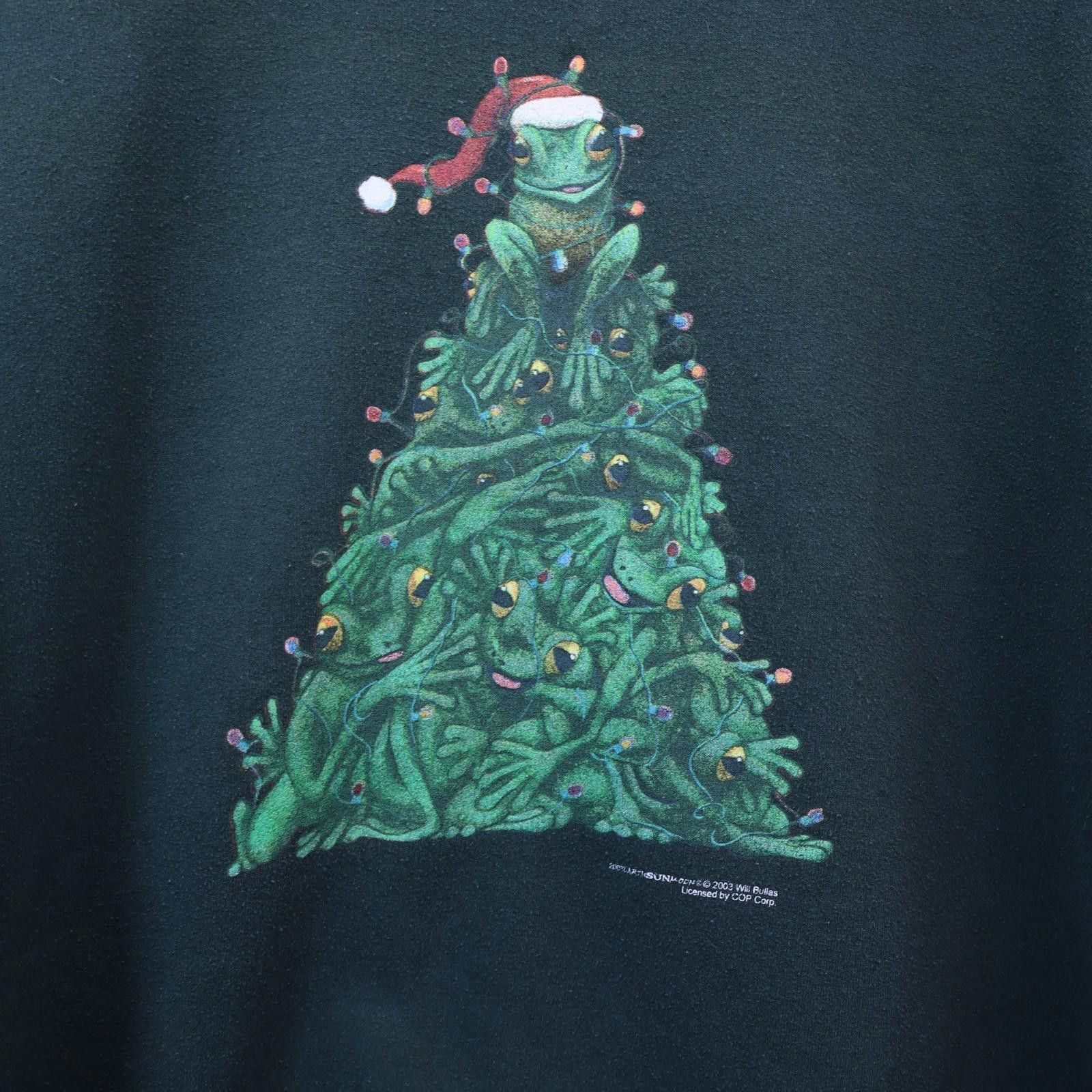 Gildan Ugly Christmas Sweater Frog Tree Cotton 2003 Vtg Will Bullas Size US L / EU 52-54 / 3 - 1 Thumbnail