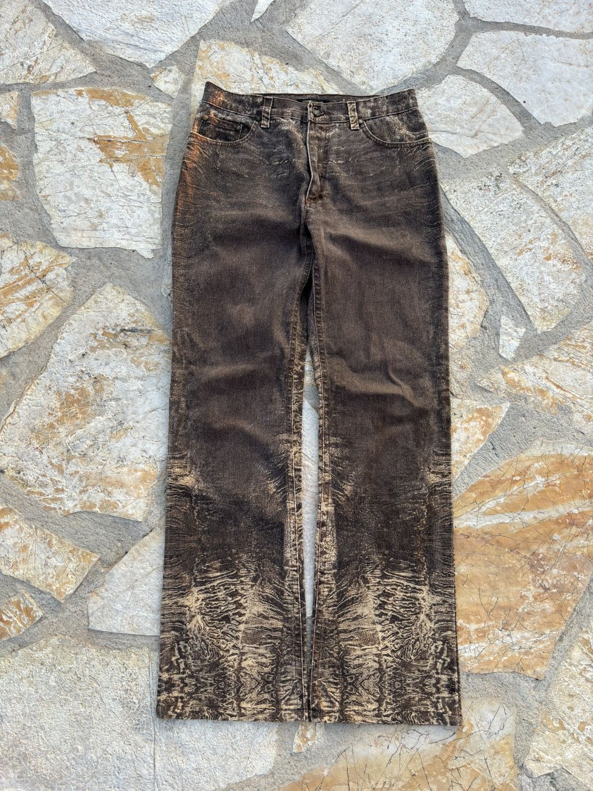 Japanese Brand × Roberto Cavalli 2000s Vintage Japan Wide Leg Y2K Faded Roberto Cavalii Pants Size US 32 / EU 48 - 1 Thumbnail