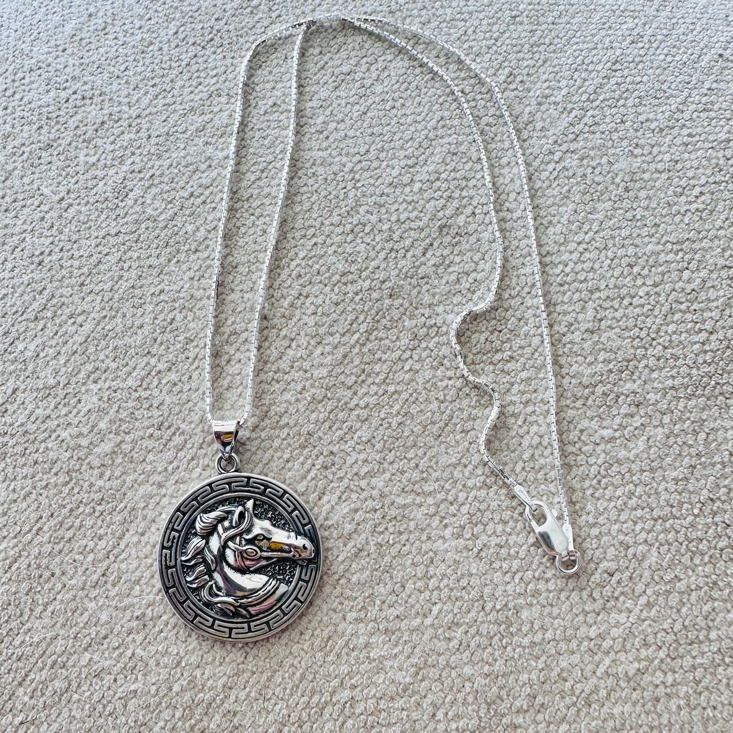 The Unbranded Brand Sterling Silver Horse Medallion Necklace Size ONE SIZE - 8 Thumbnail