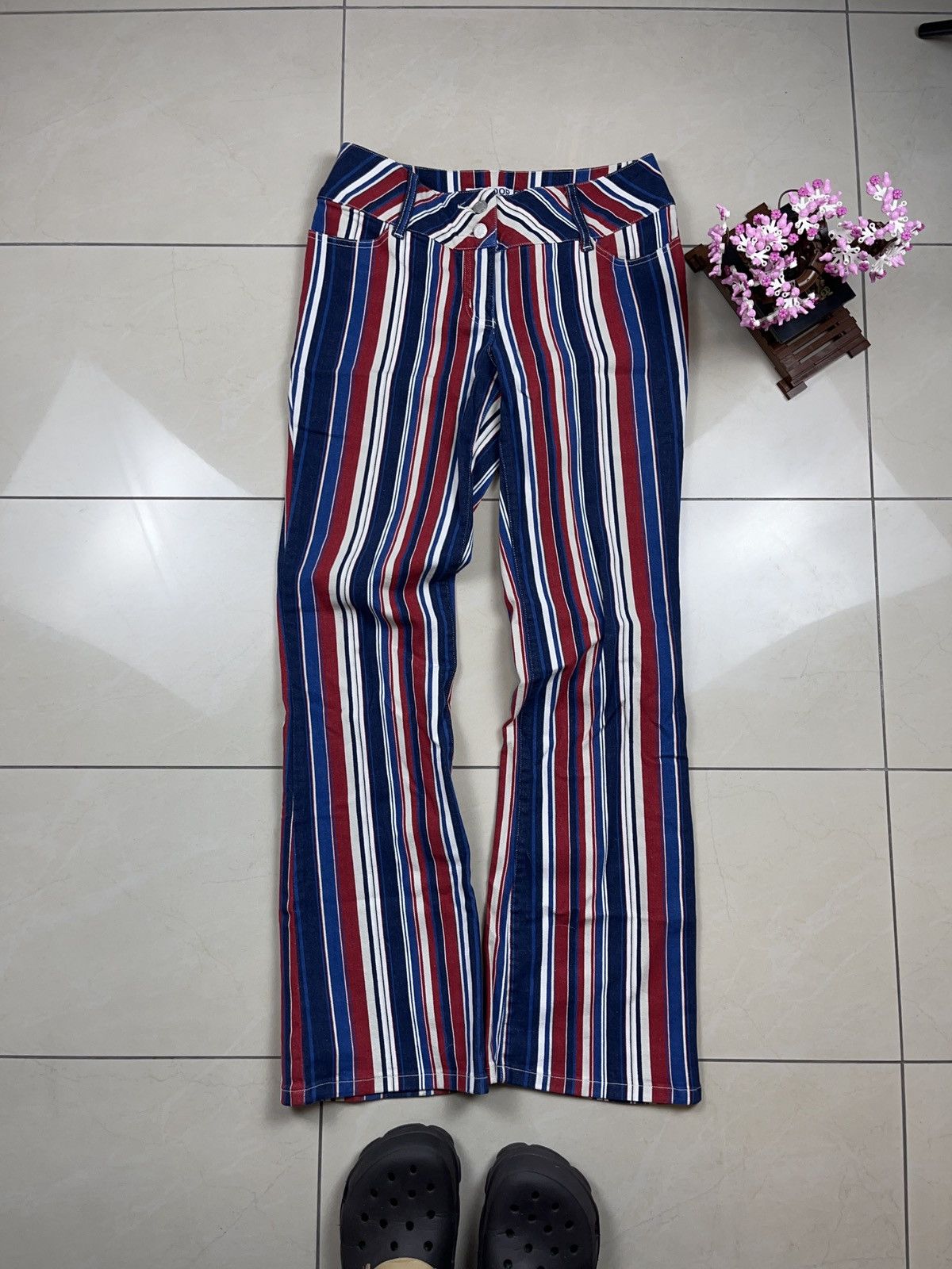Japanese Brand × Vintage ➕ vintage hippie style flares striped bell bottoms 70s vibe Size 28" / US 6 / IT 42 - 1 Thumbnail
