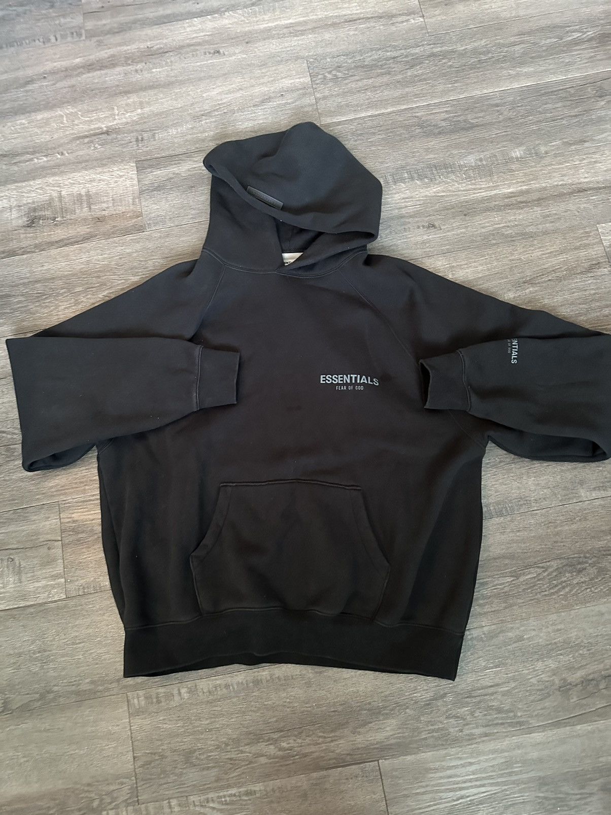 image of Fear Of God Essentials Hoodie Fw 21 Stretch Limo in Black, Men's (Size Medium)