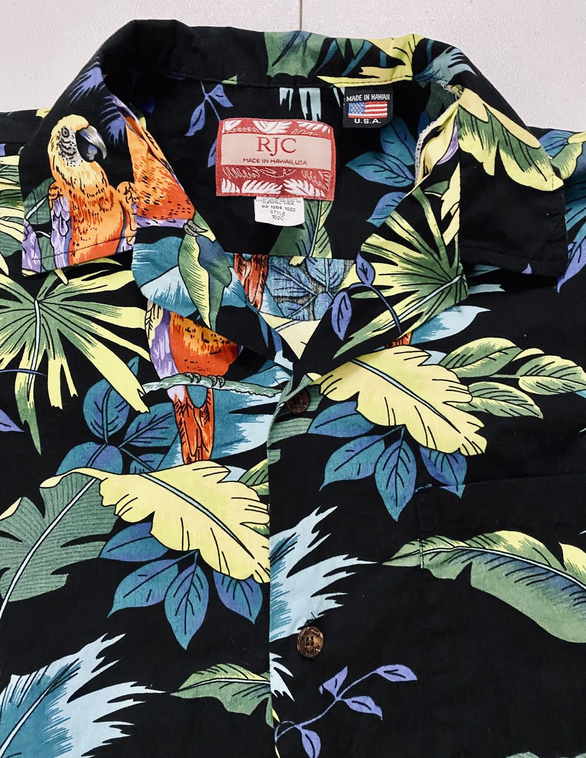 Other RJC Made in USA Black "Parrots Paradise" Hawaiian Shirt L Size US L / EU 52-54 / 3 - 6 Thumbnail