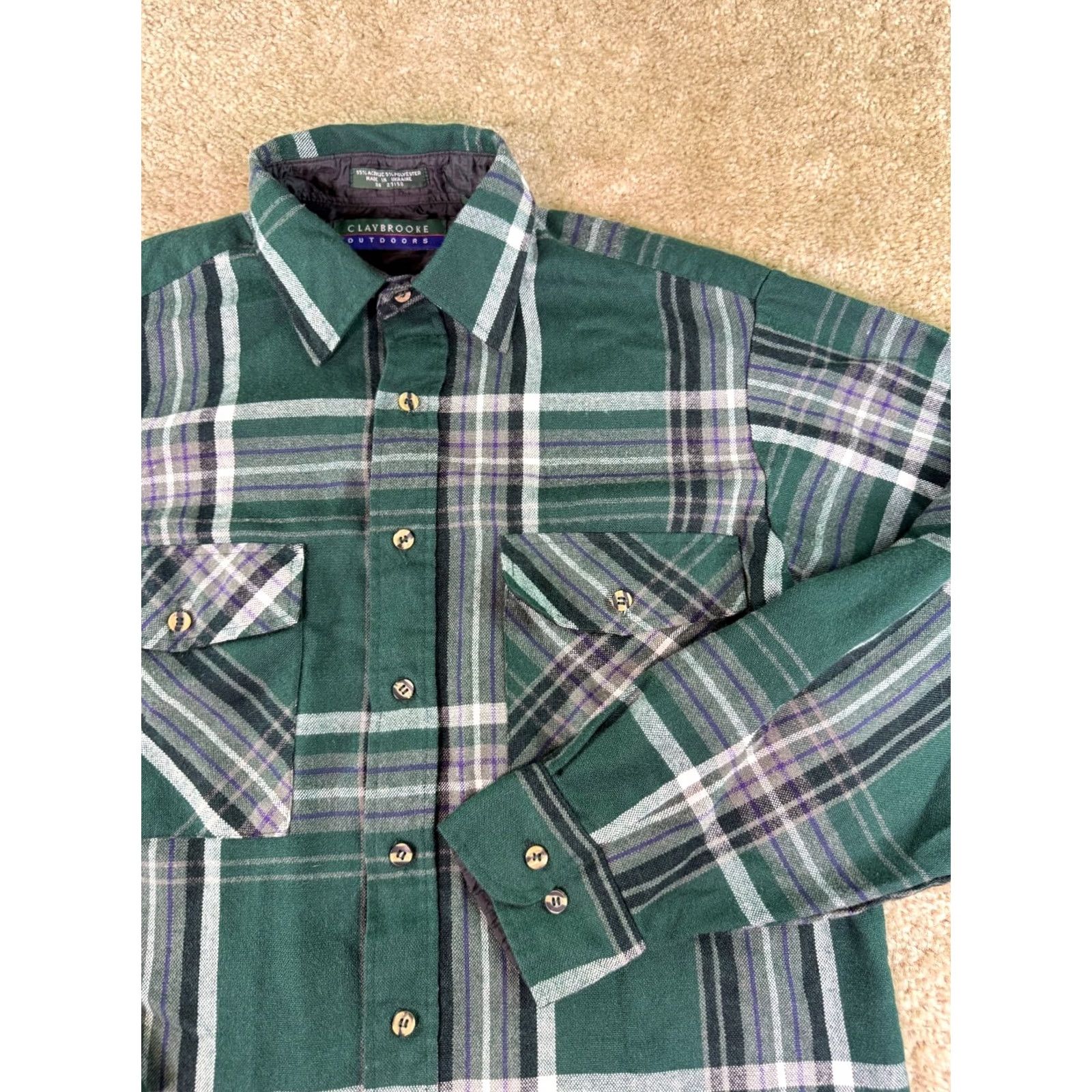 Vintage VINTAGE Claybrooke Flannel Shacket Jacket Men’s M Plaid Button Farm Outdoor 90s Cowboy Grunge Size US M / EU 48-50 / 2 - 2 Thumbnail