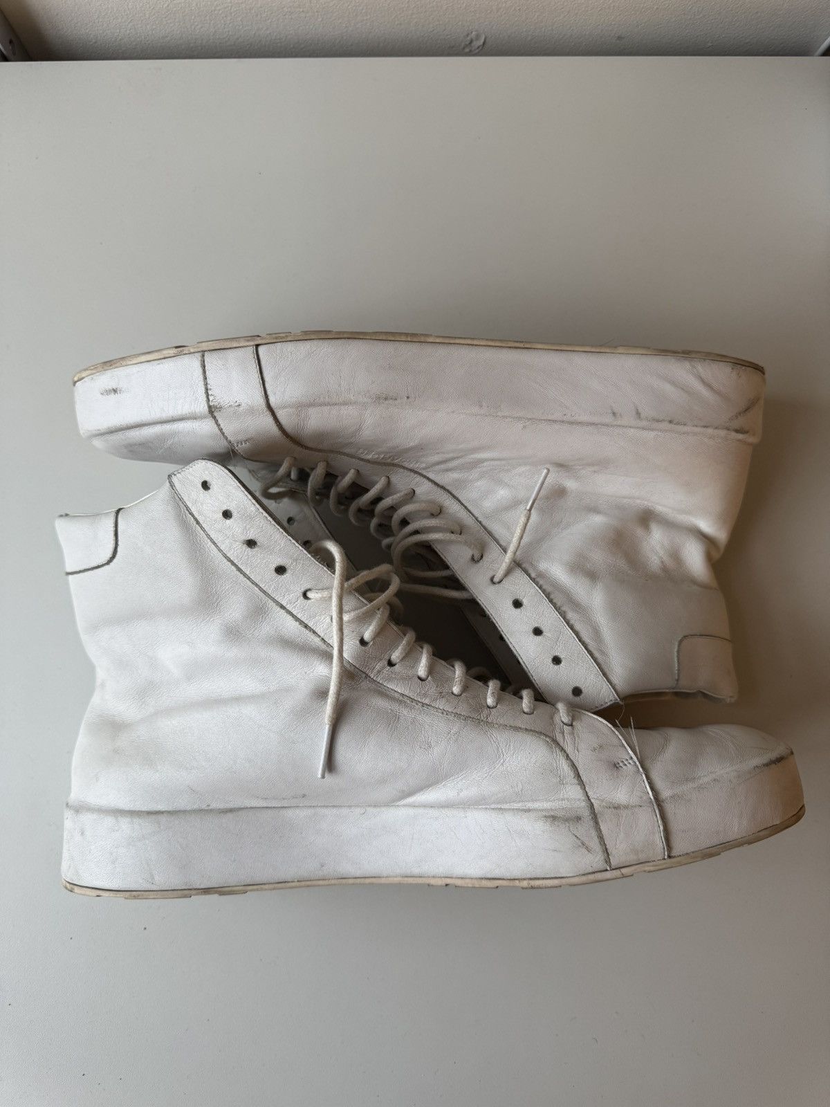 Jil Sander Jil Sander Men's High Top Sneakers Sz 44 White Leather Sz 11 Size US 11 / EU 44 - 6 Thumbnail