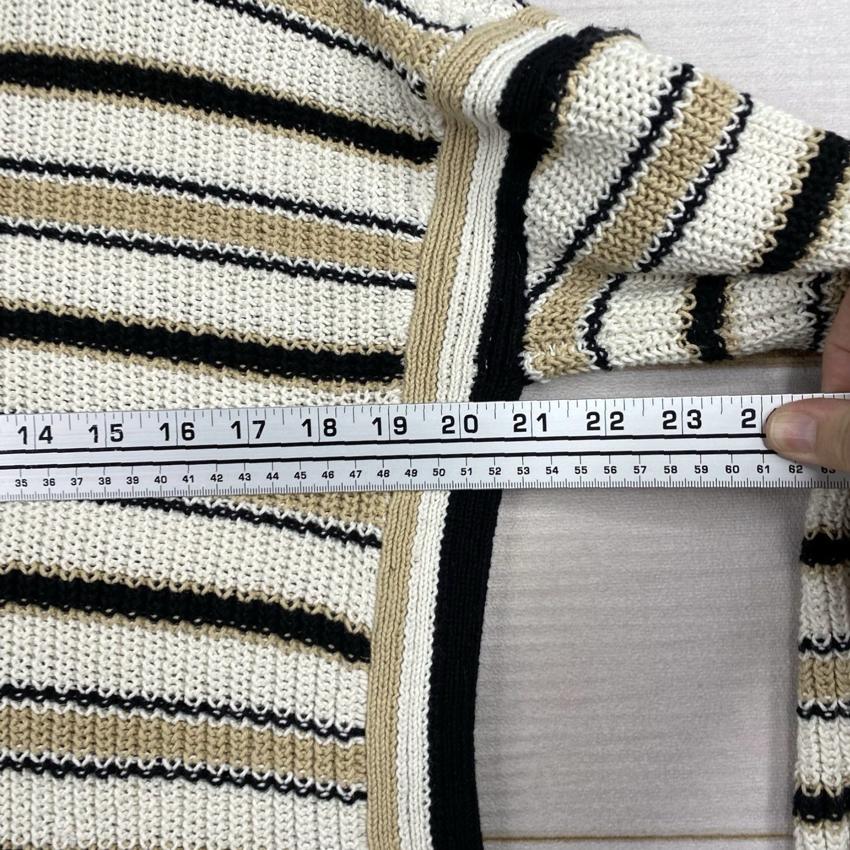 Vintage Max Studio Sweater Womens S Cable-Knit Dolman Sleeve Roll Neck Stripe Pullover Brown Cream Size S / US 4 / IT 40 - 5 Thumbnail