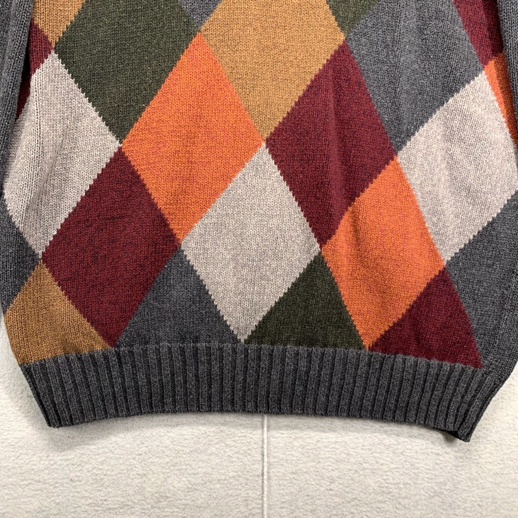 Van Heusen Van Heusen Argyle Sweater Large Gray Multi Color Long Sleeve Crew Neck Mens Size US L / EU 52-54 / 3 - 4 Thumbnail