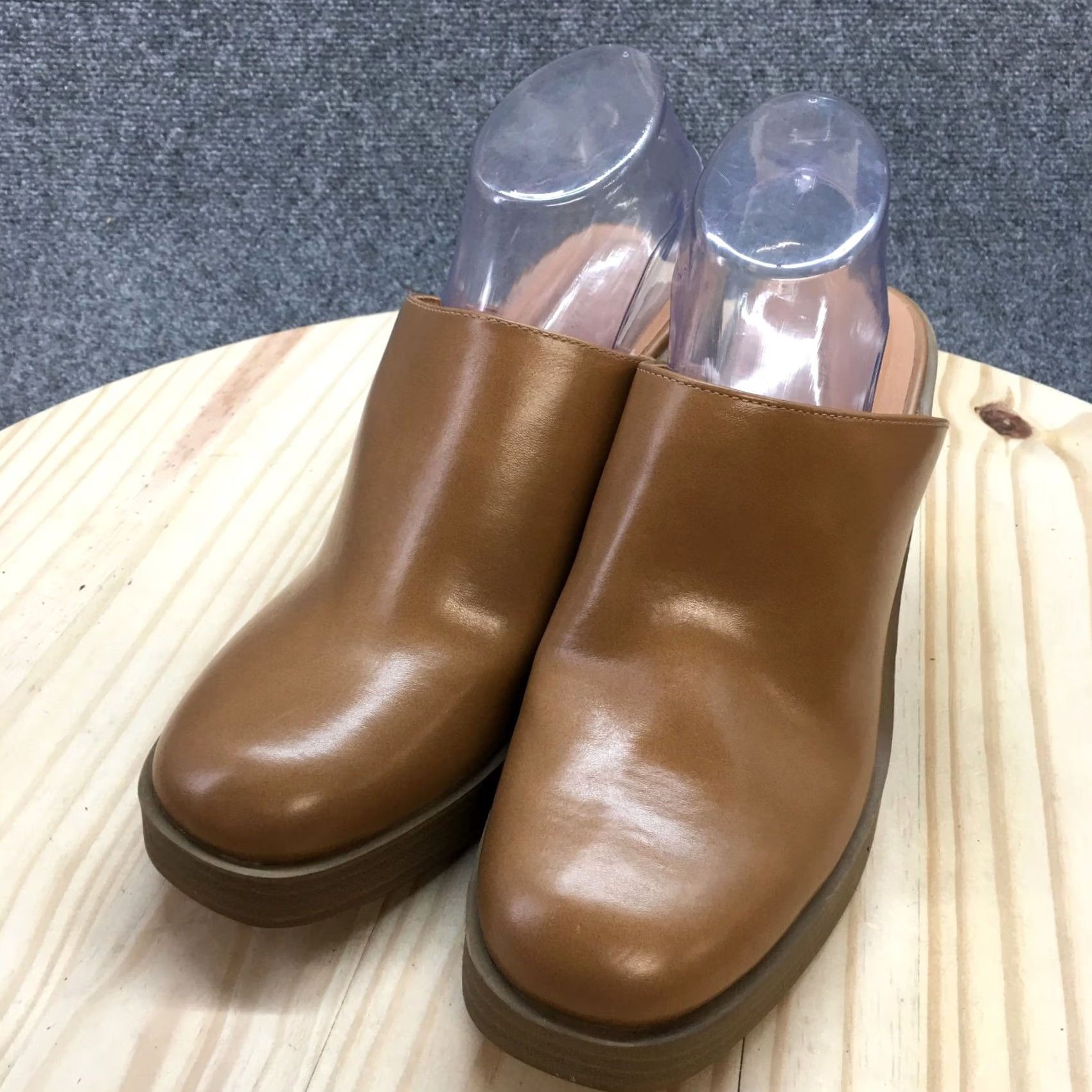 Vintage Universal Thread Heels Women Platform Mule Brown Faux Leather Slip On 10" Size US 10 / IT 40 - 4 Thumbnail