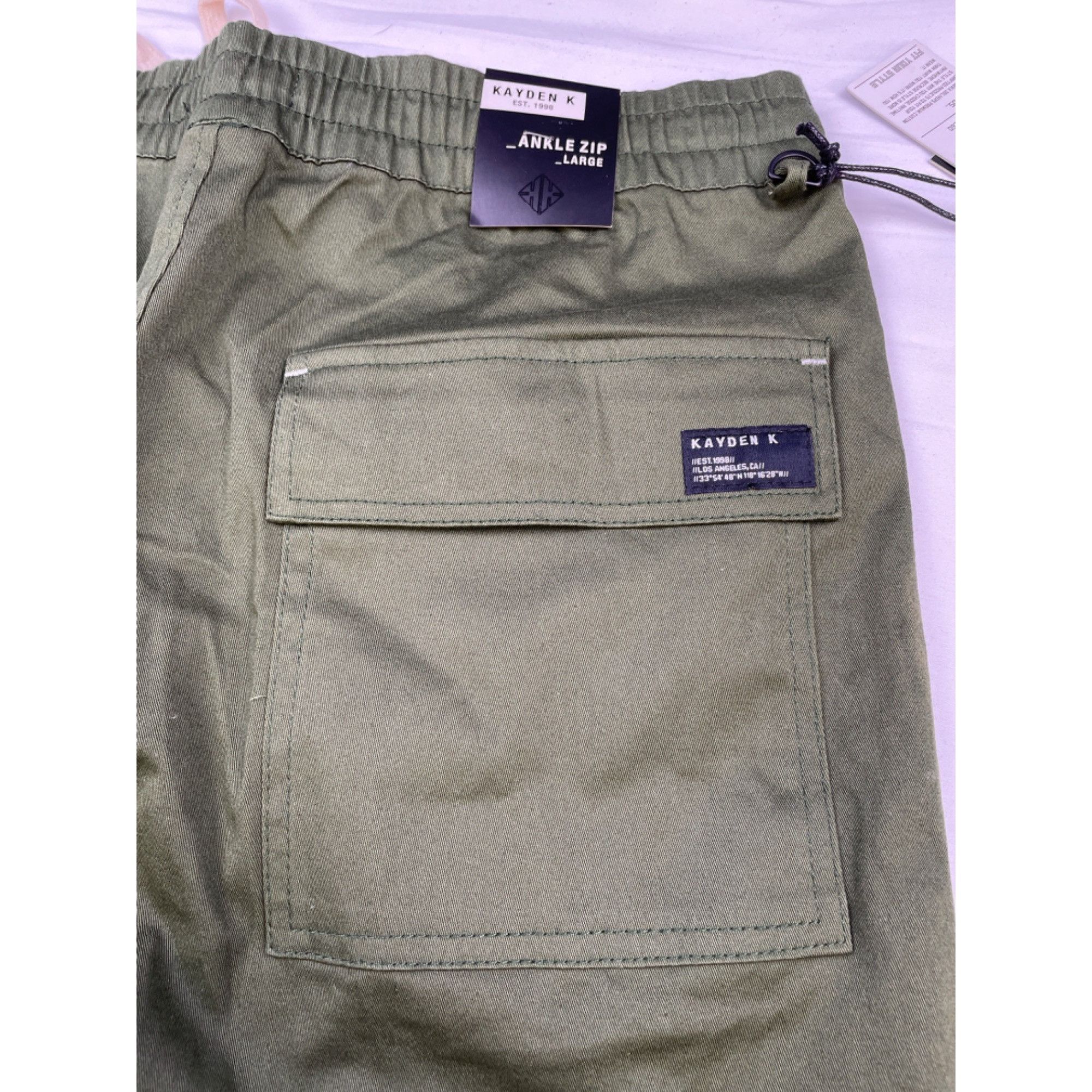 Kayden K Kayden K Men's Olive/White Stretch Joggers/Pants NWT Size L Size US 36 / EU 52 - 4 Thumbnail