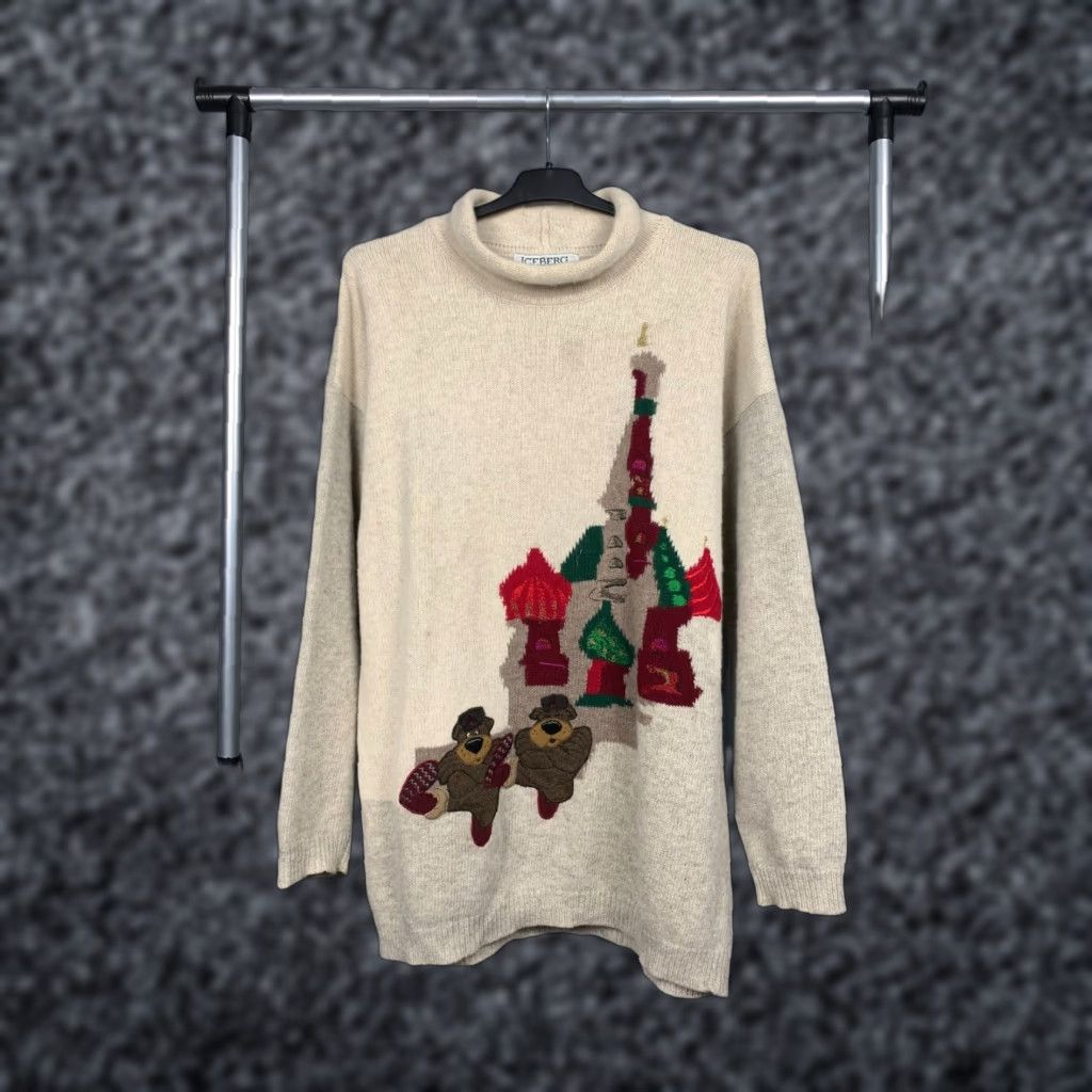 Vintage RARE Iceberg Soviet Union Vintage Mens Wool Knit Sweater Size L Beige Crew Neck Pullover Knit Wool 56 cm 72 cm 74 cm Mens Size US L / EU 52-54 / 3 - 1 Thumbnail