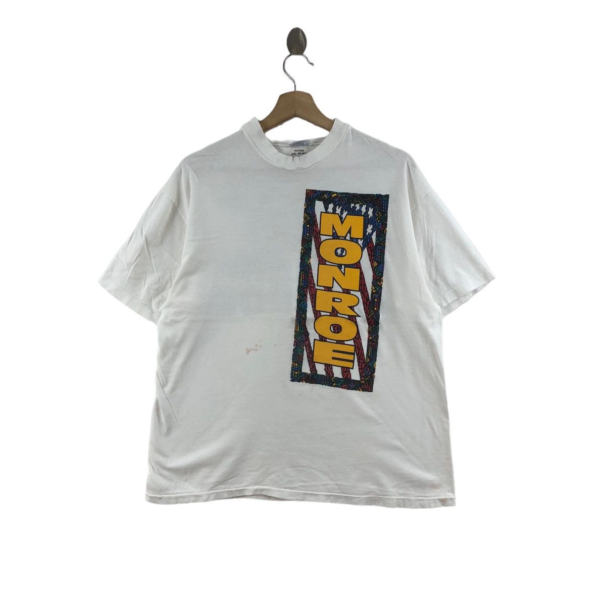 Vintage Vintage 90s Monroe Shocks T-Shirt Hanes Beefy-T Large White Size US L / EU 52-54 / 3 - 1 Thumbnail