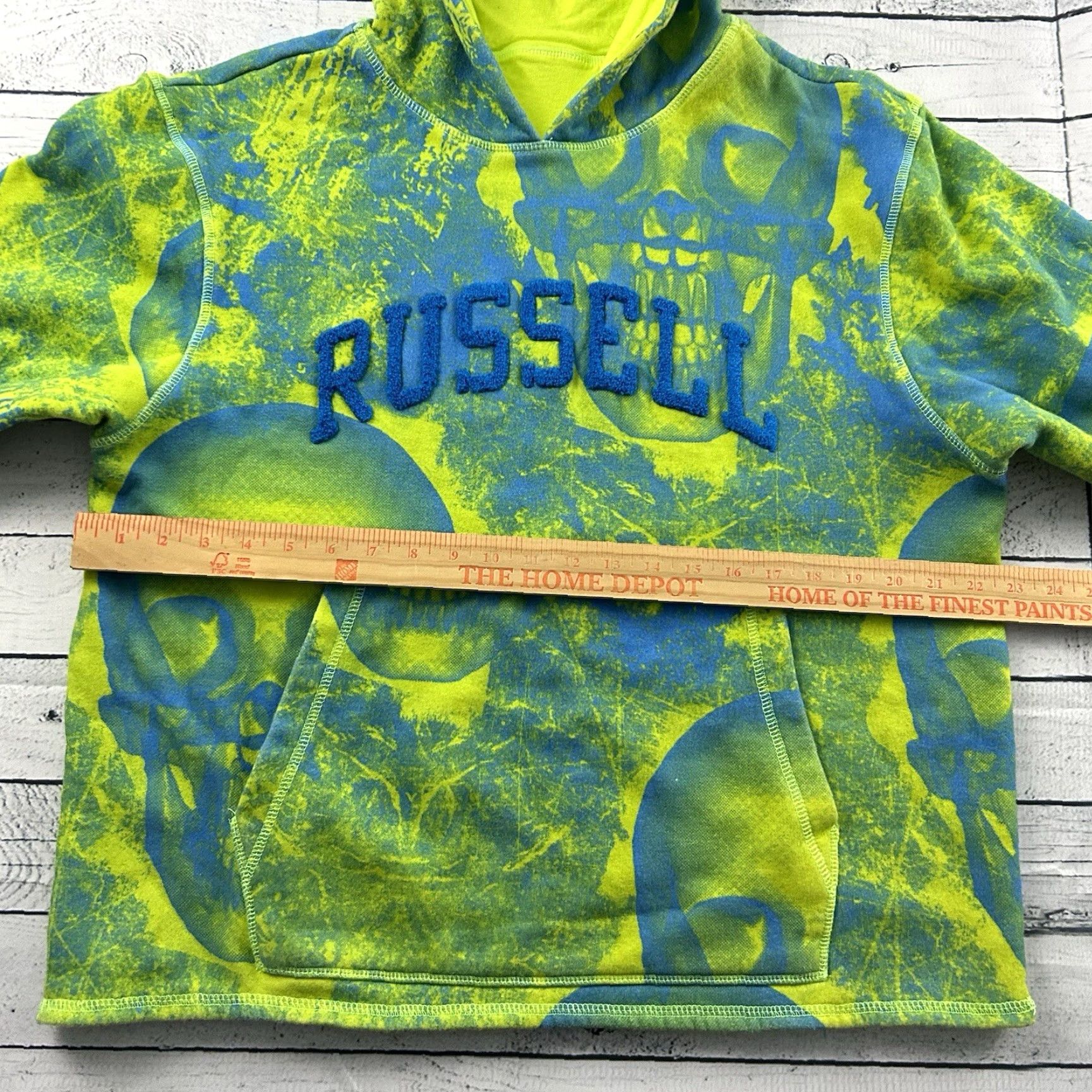 Vintage Russell X ASAP Worldwide Pullover Hoodie Sweatshirt Men L Green Blue Skull Hooded Size US L / EU 52-54 / 3 - 5 Thumbnail