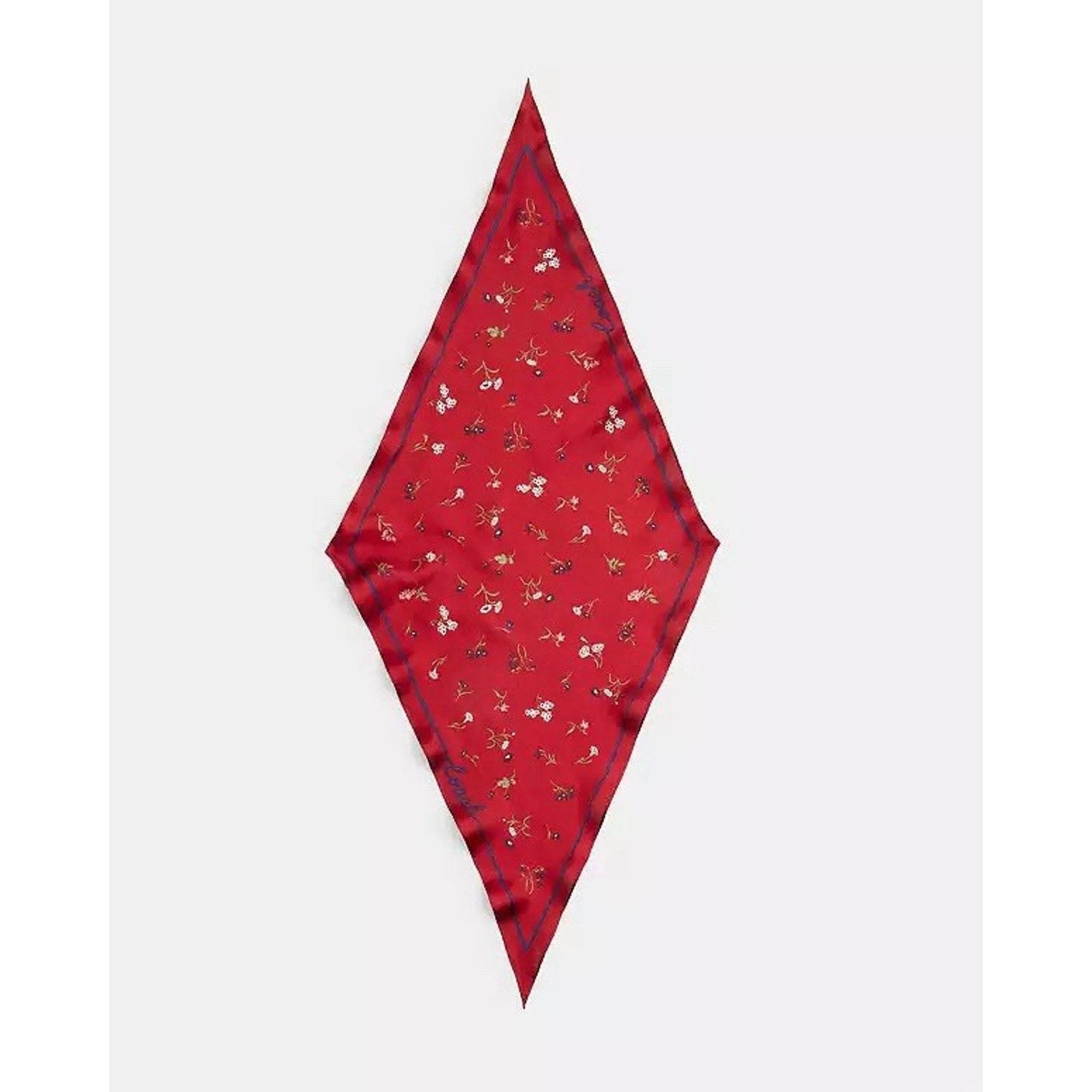 Coach NWT Coach Tossed Floral Silk Diamond Scarf CAP46 Enamel Red Size ONE SIZE - 1 Thumbnail