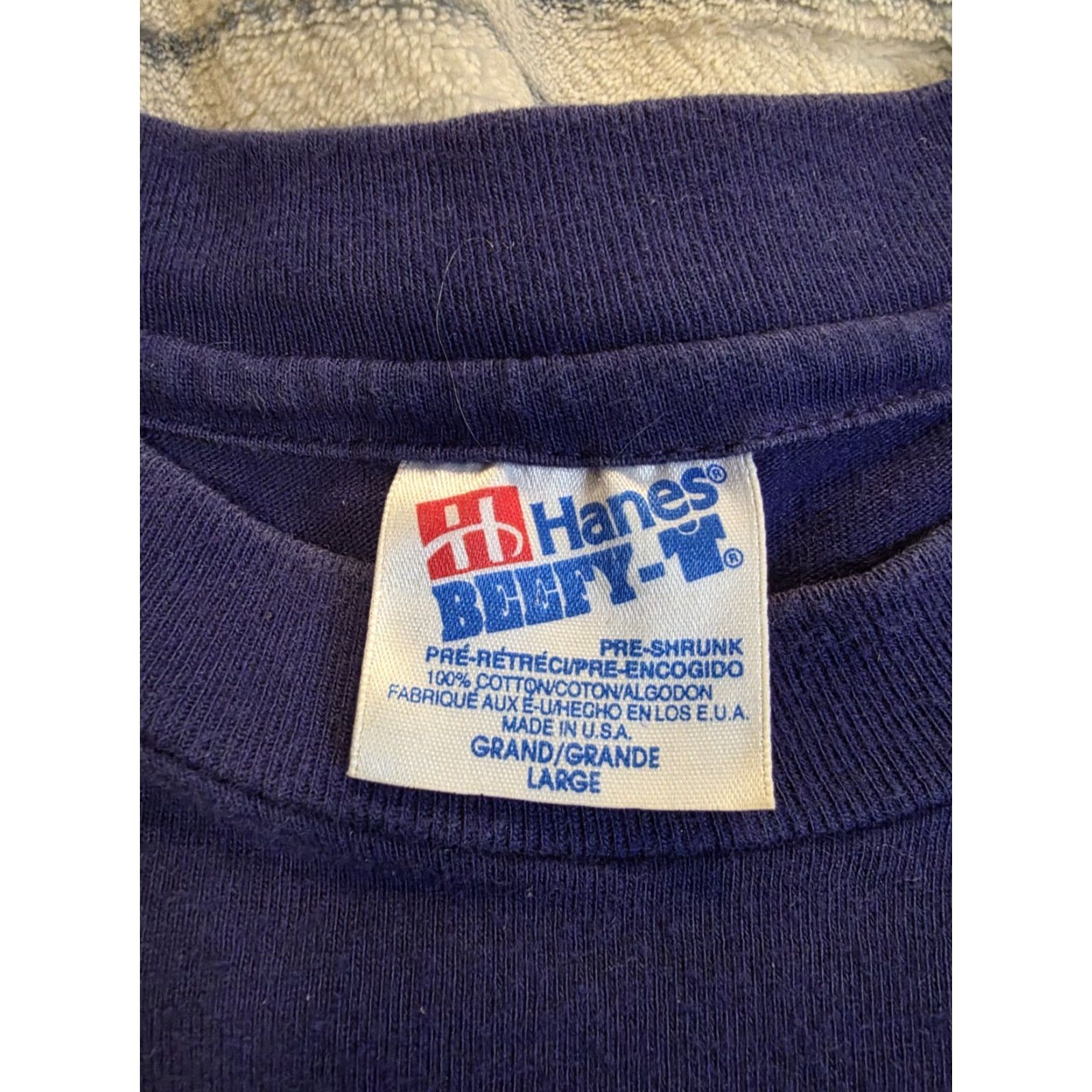 Hanes VINTAGE Hanes Beefy-T Mickey Mouse Block Logo Purple Adult Large Shirt Size US L / EU 52-54 / 3 - 6 Thumbnail