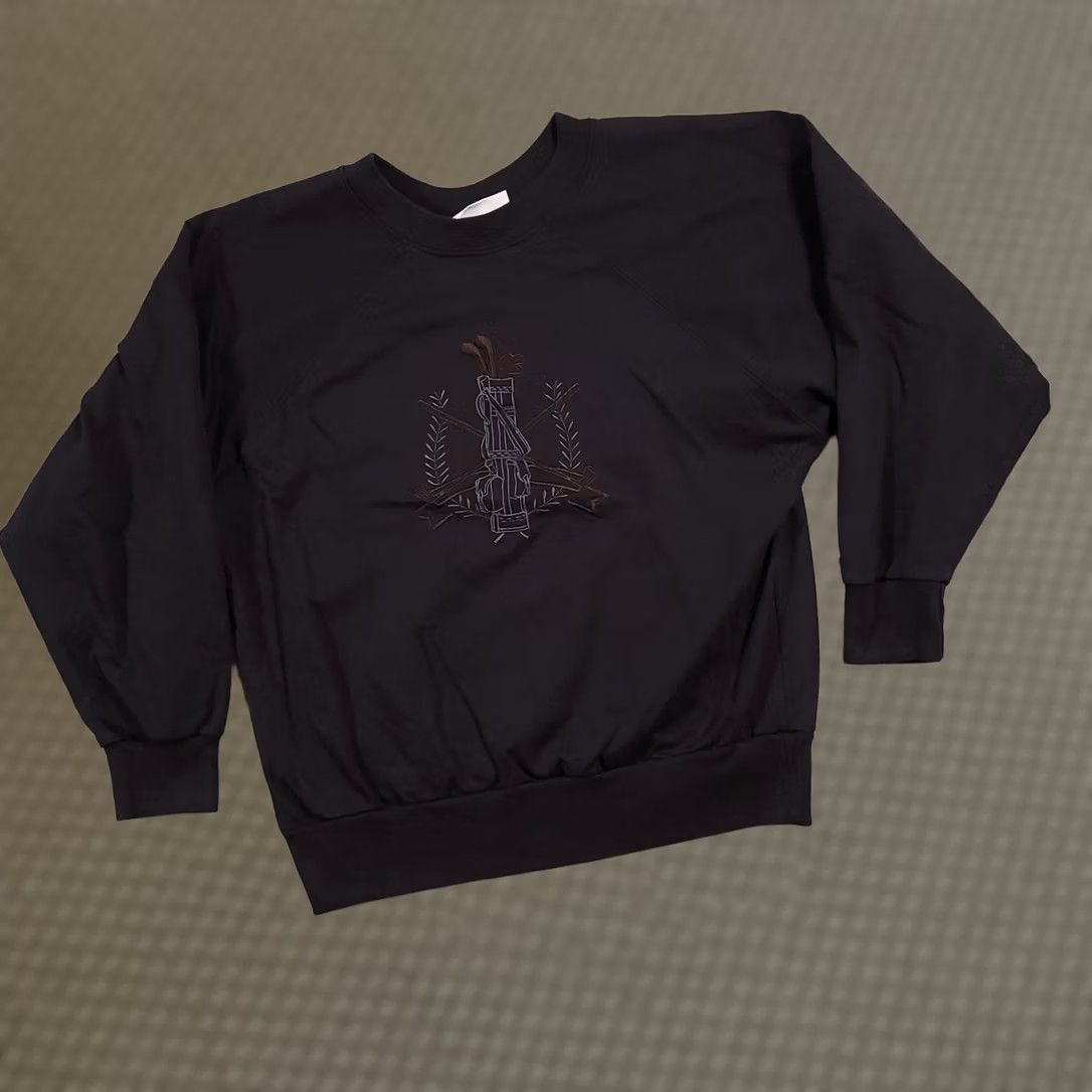 4SDESIGNS VINTAGE Golf Sweatshirt Women's Medium Black 90s Fleece Pullover Made In USA Darlyn Designs Size M / US 6-8 / IT 42-44 - 1 Thumbnail