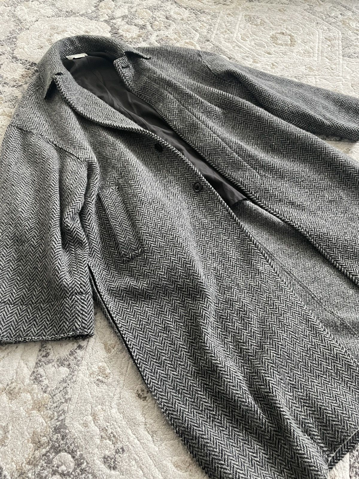 YOKE DOUBLE JACQUARD KNIT HERRINGBONE BALCOLLAR COAT Size US M / EU 48-50 / 2 - 3 Thumbnail
