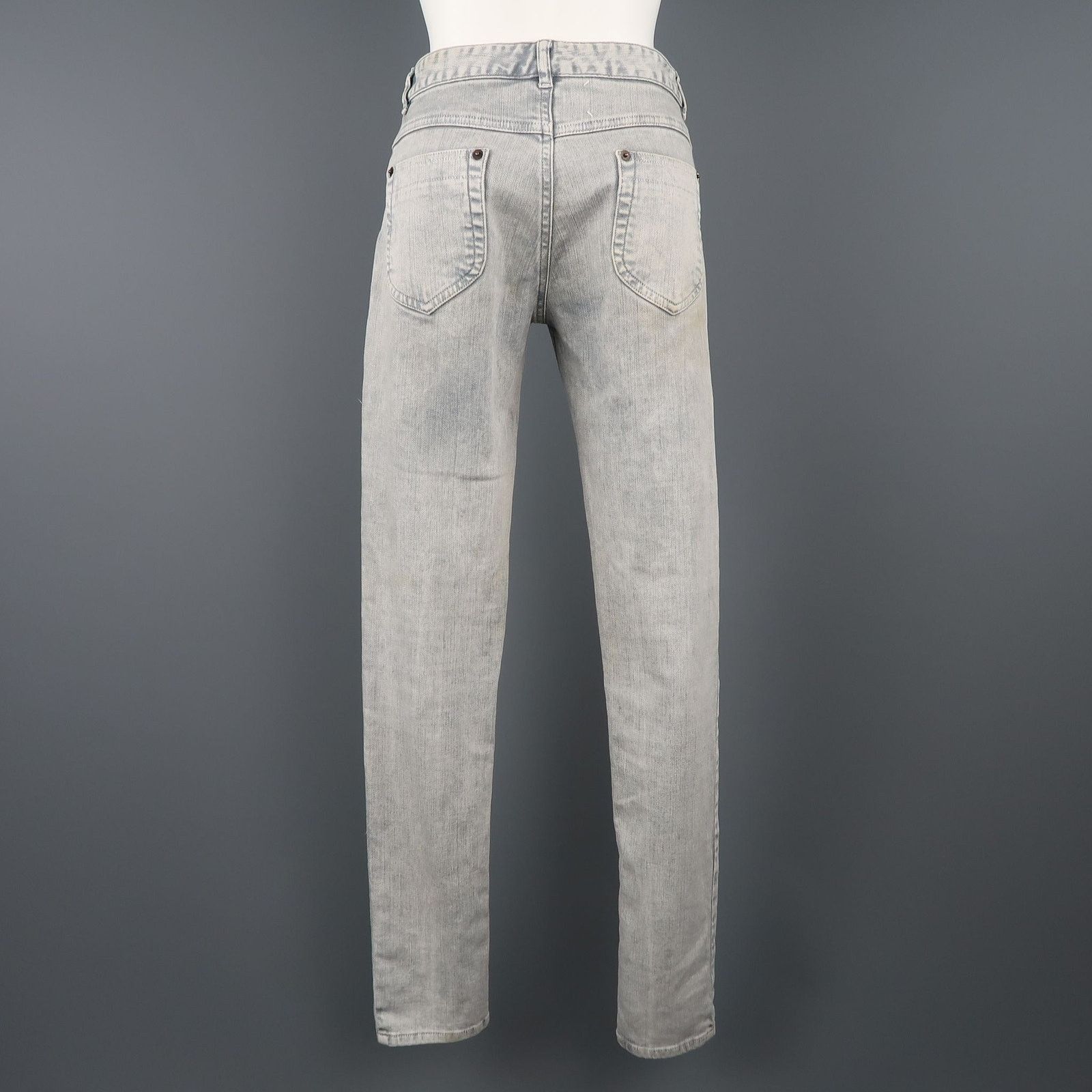 Maison Margiela Size 6 Light Grey Acid Wash Skinny Jeans Size 28" / US 6 / IT 42 - 7 Thumbnail
