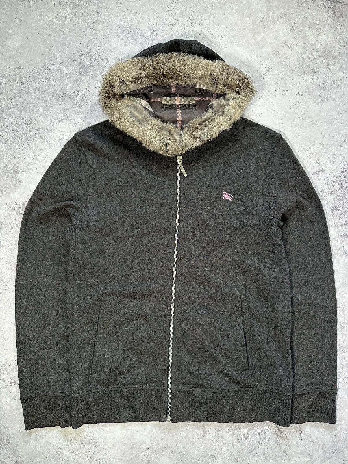 Burberry SOLD ❌❌: Burberry black label rabbit fur hoodie | Grailed