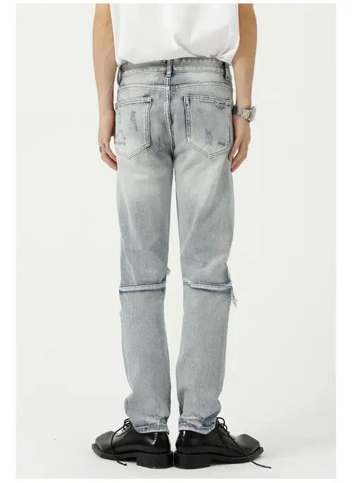 Hypebeast × Japanese Brand × Jean Pants High street style light blue ripped skinny jeans Size US 32 / EU 48 - 4 Thumbnail
