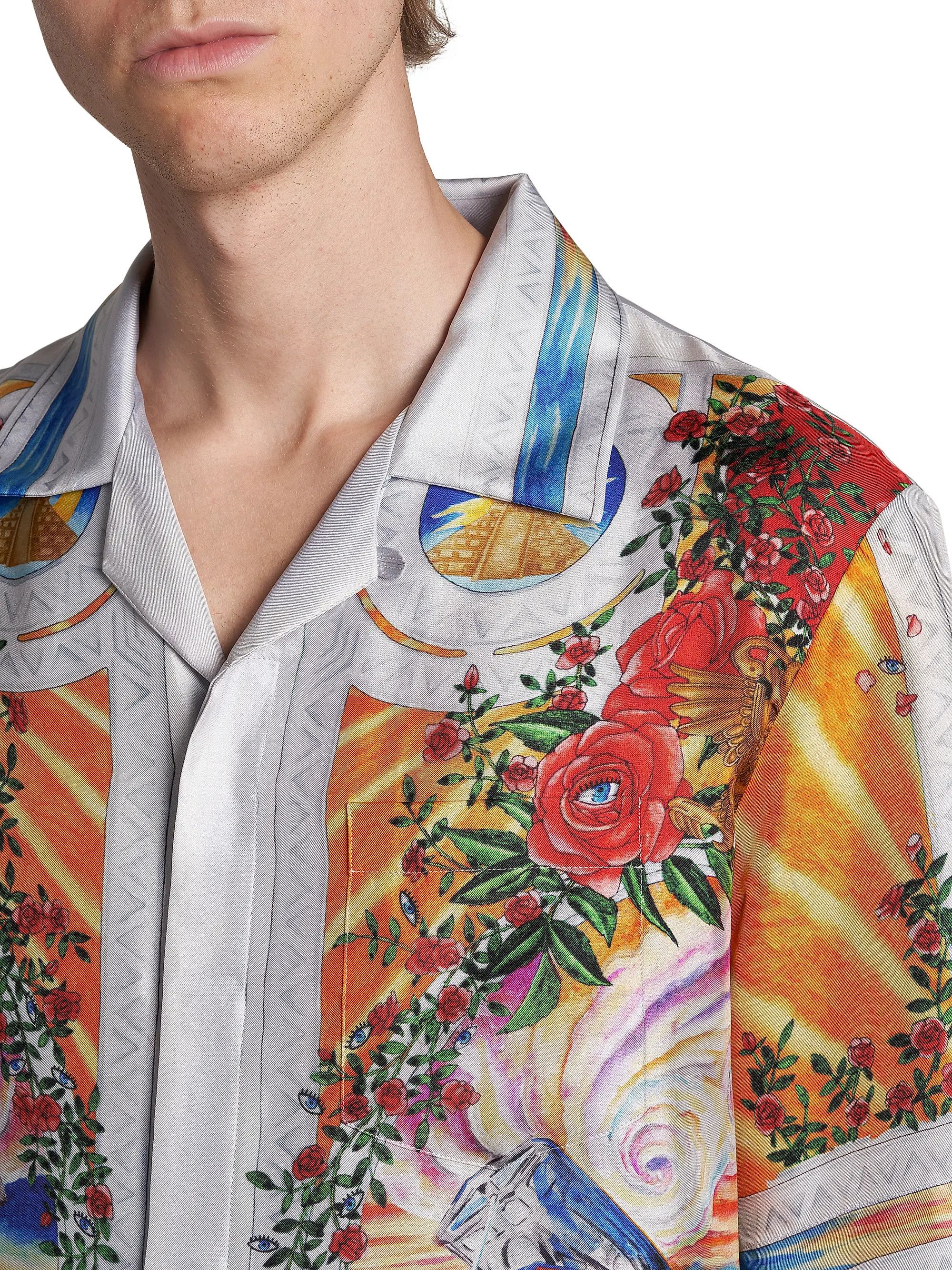 Casablanca os11x0725 Short-Sleeve Cuban Collar Silk Shirt in Multicolor Size US XL / EU 56 / 4 - 6 Thumbnail