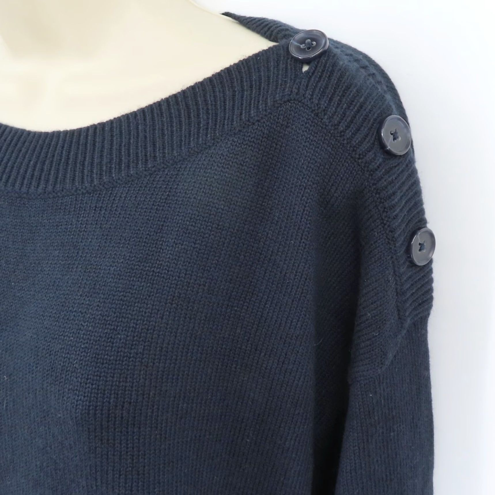 Joie Joie Women Small Solid Blue Boat Neck Button Tight Knit Pullover Sweater Shirt Size S / US 4 / IT 40 - 5 Thumbnail