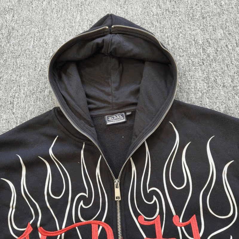 Von Dutch Von Dutch Originals Spellout Logo grunge flame zipupHoodie Size US L / EU 52-54 / 3 - 9 Thumbnail