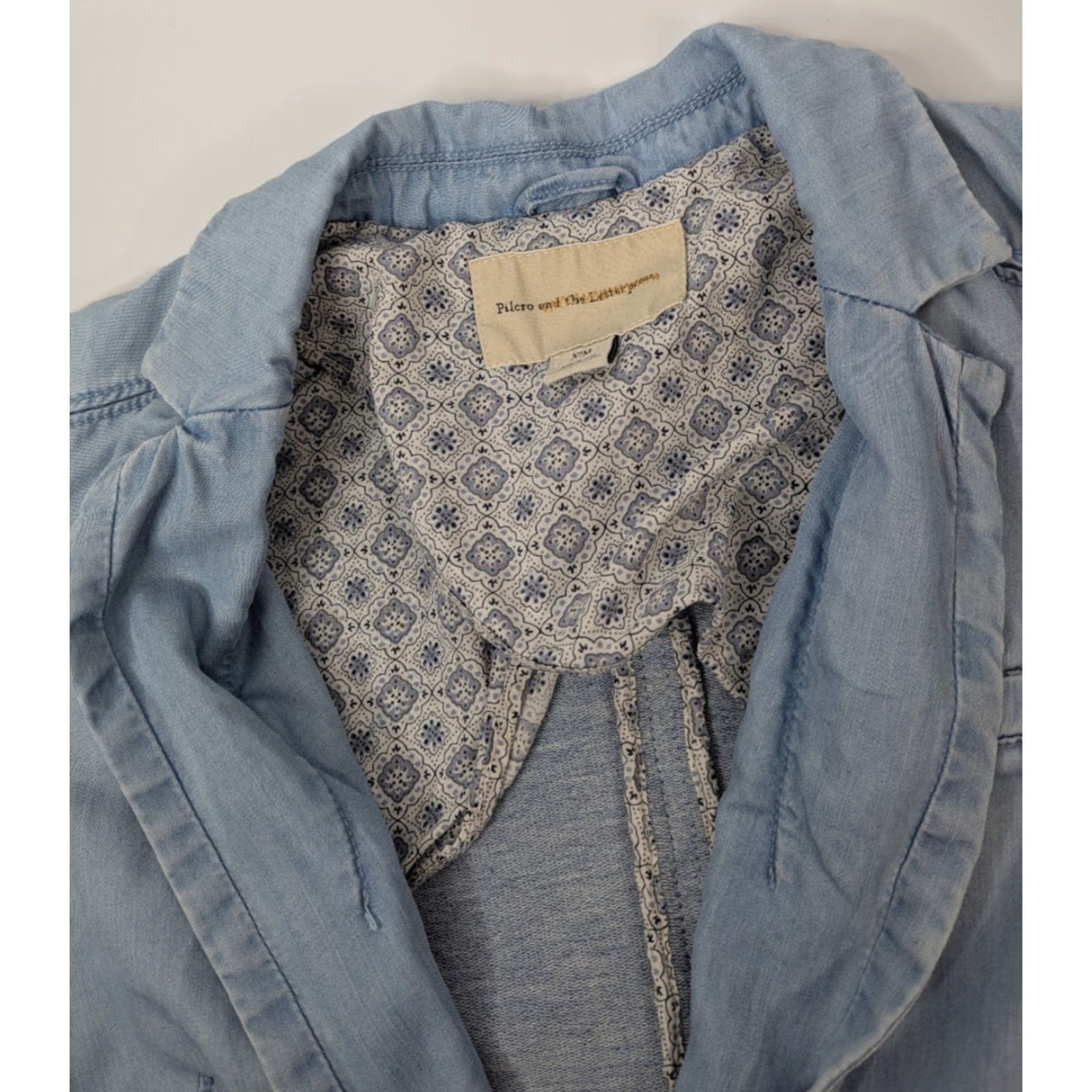 Anthropologie VINTAGE Pilcro & The Letterpress Newsy Chambray One Button Blazer Jacket Size Medium Size M / US 6-8 / IT 42-44 - 7 Thumbnail