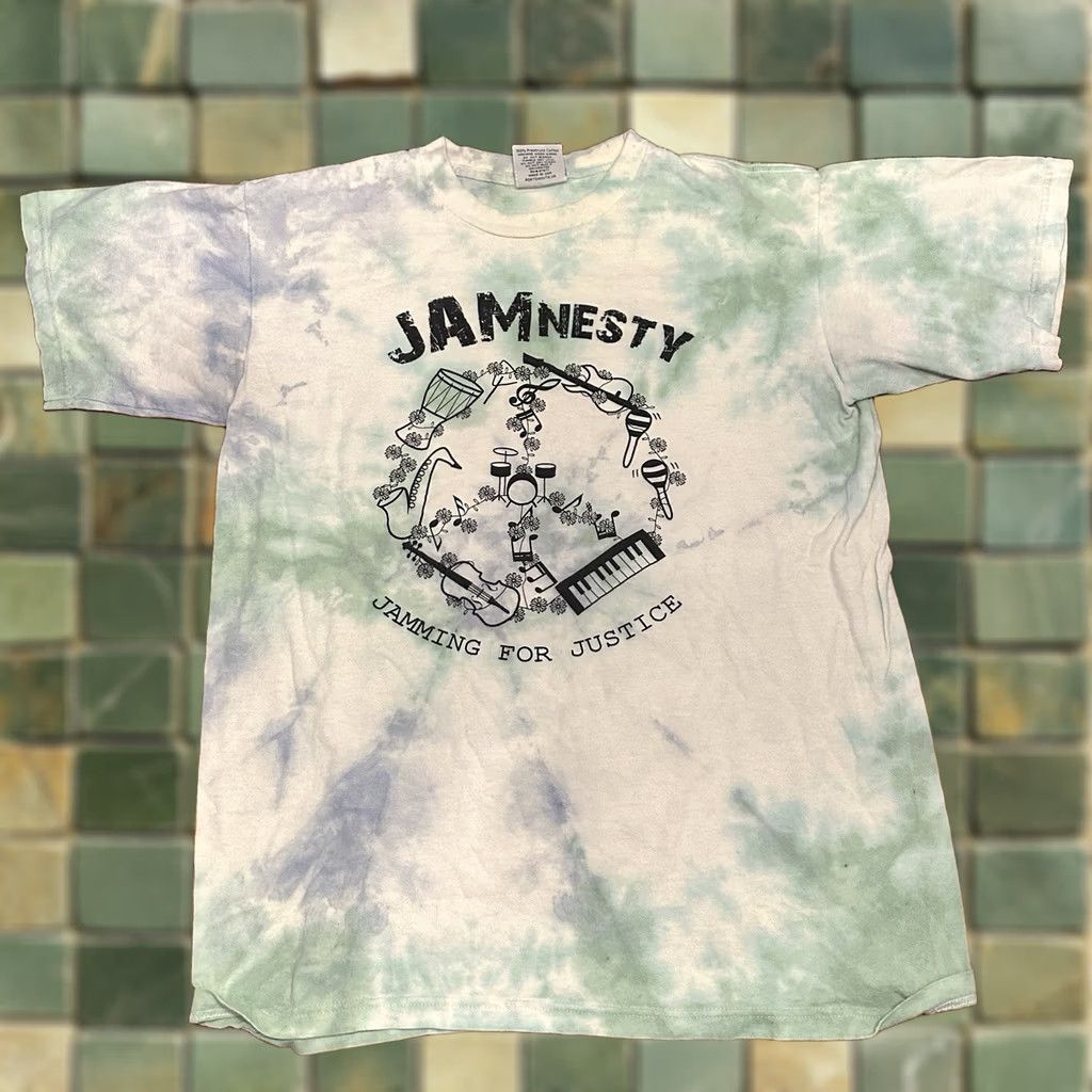 Vintage VINTAGE Tie Dye Music T Shirt JAMnesty Jamming For Justice Small Y2K Jensen Mens S Blue Size US S / EU 44-46 / 1 - 1 Thumbnail