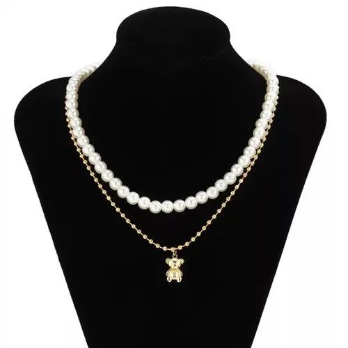 Jewelry 🔥Cute Bear Pendant Pearl Choker Necklace🔥 Size ONE SIZE - 3 Thumbnail