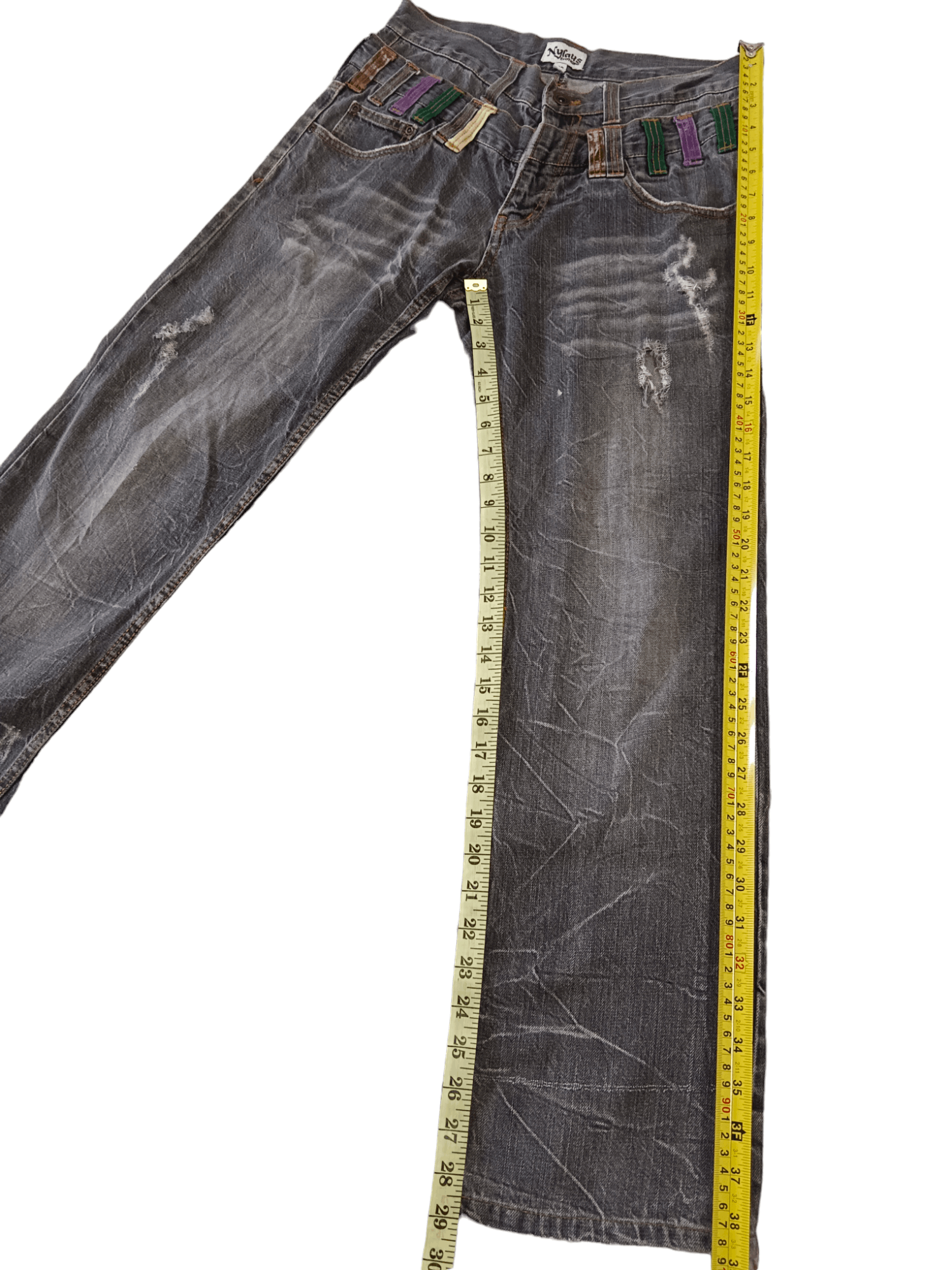 Japanese Brand Nylaus Seditionaries Distressed Double Waist Punk Jeans Size US 29 - 10 Thumbnail