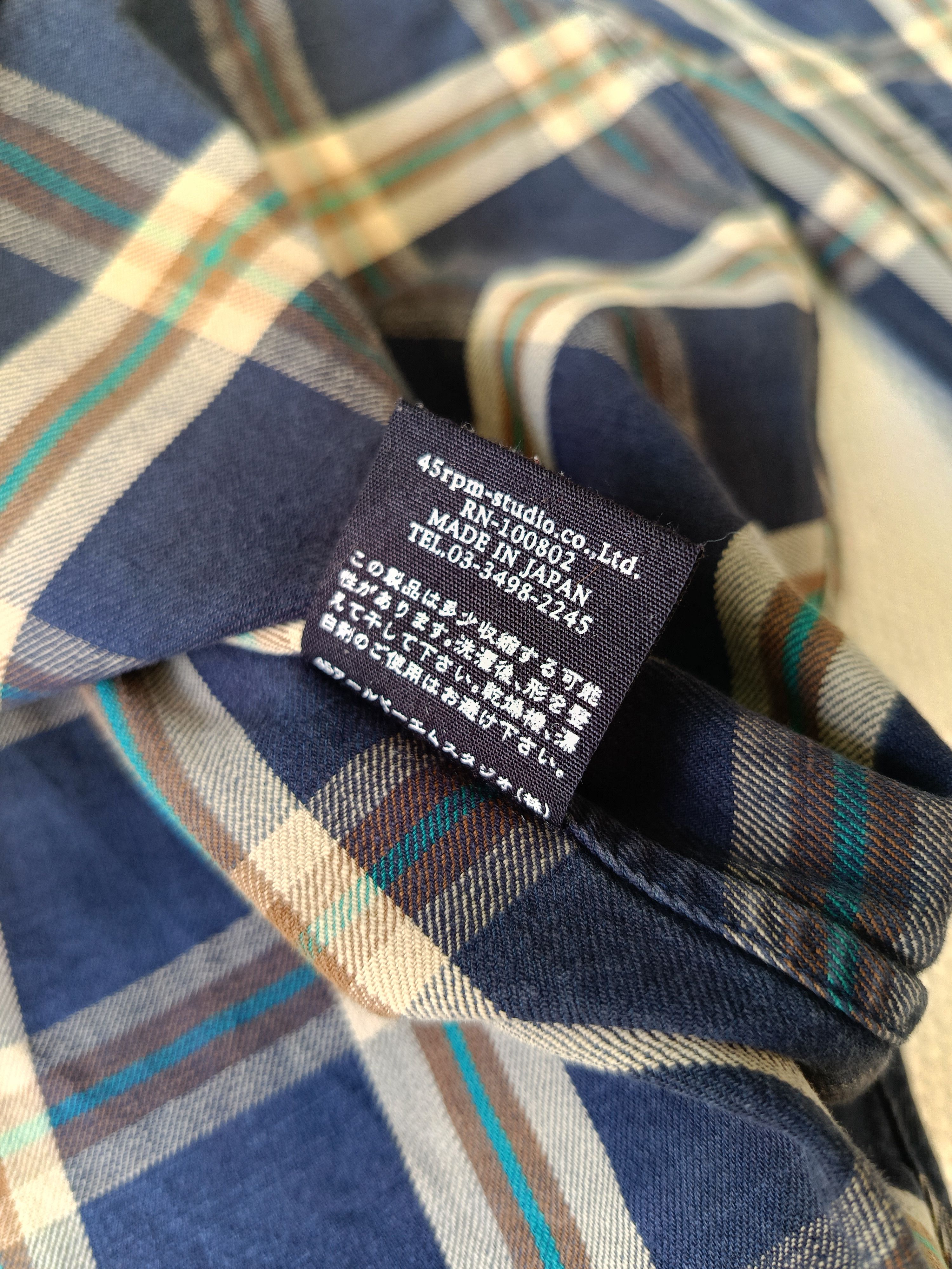 45rpm 45RPM by R Japan plaid ladies indigo navy blue slimfit shirt Size S / US 4 / IT 40 - 17 Thumbnail