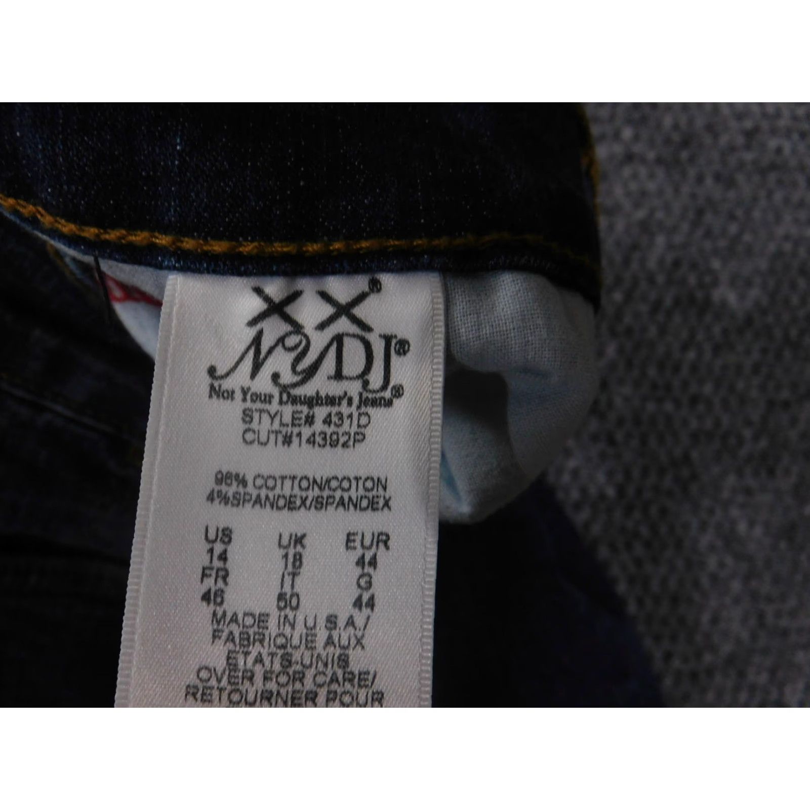NYDJ VINTAGE? No. NYDJ Jeans Womens 14 Blue Denim Straight Leg Stretch 431D Dark Size 36" / US 14 / IT 50 - 7 Thumbnail