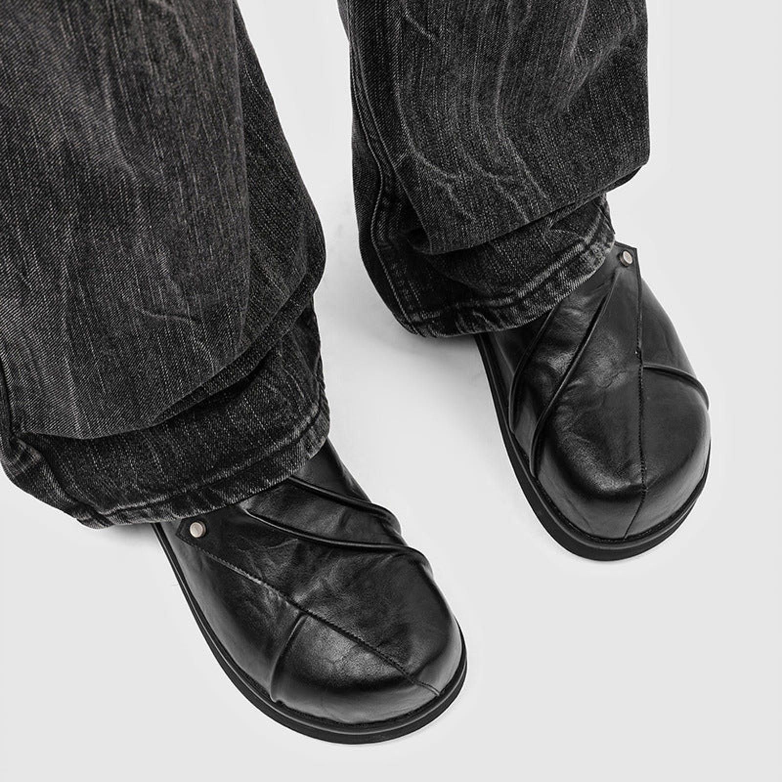 Leather Big Round-Toe Handcraft Mule | Japanese Retro Design Leather Size US 8 / EU 41 - 3 Thumbnail