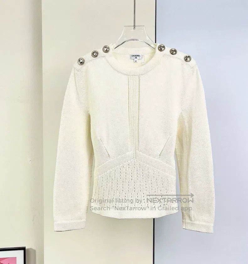 Chanel Chanel 23C beige elegant knitted long sleeves Size XXS / US 00 / IT 34 - 3 Thumbnail